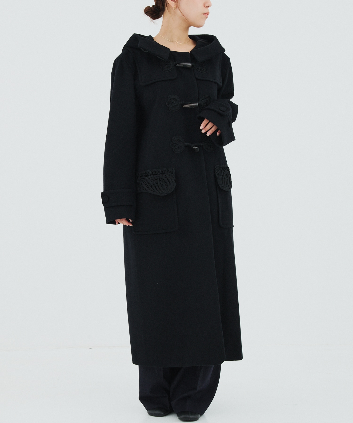 Cording Embroidery Duffle Coat Mame Kurogouchi