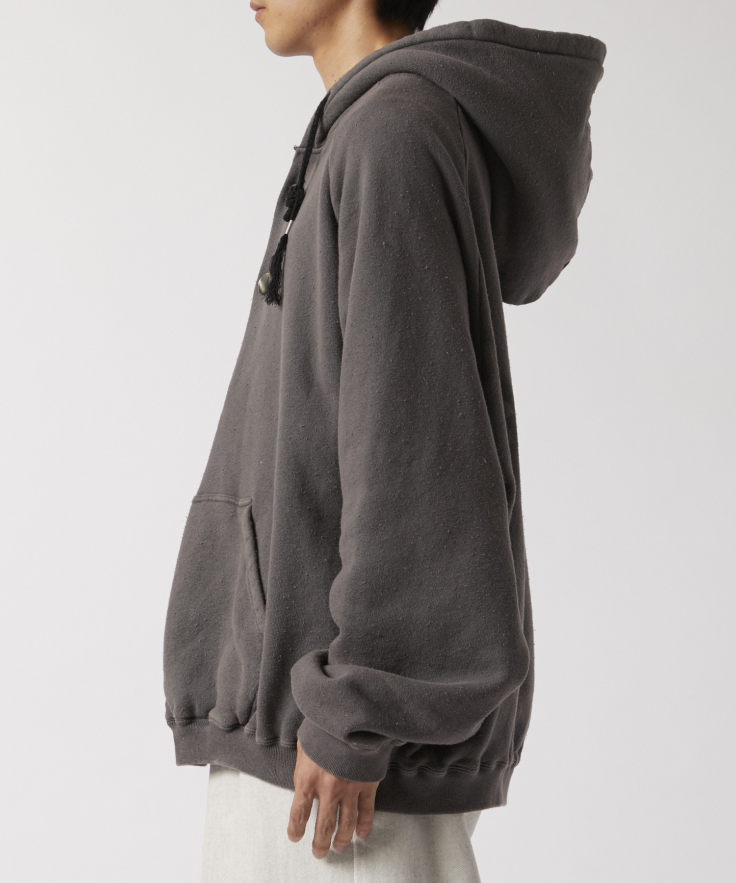 Sprayed Deep Tuck Hoodie Old Fabric Fujimoto