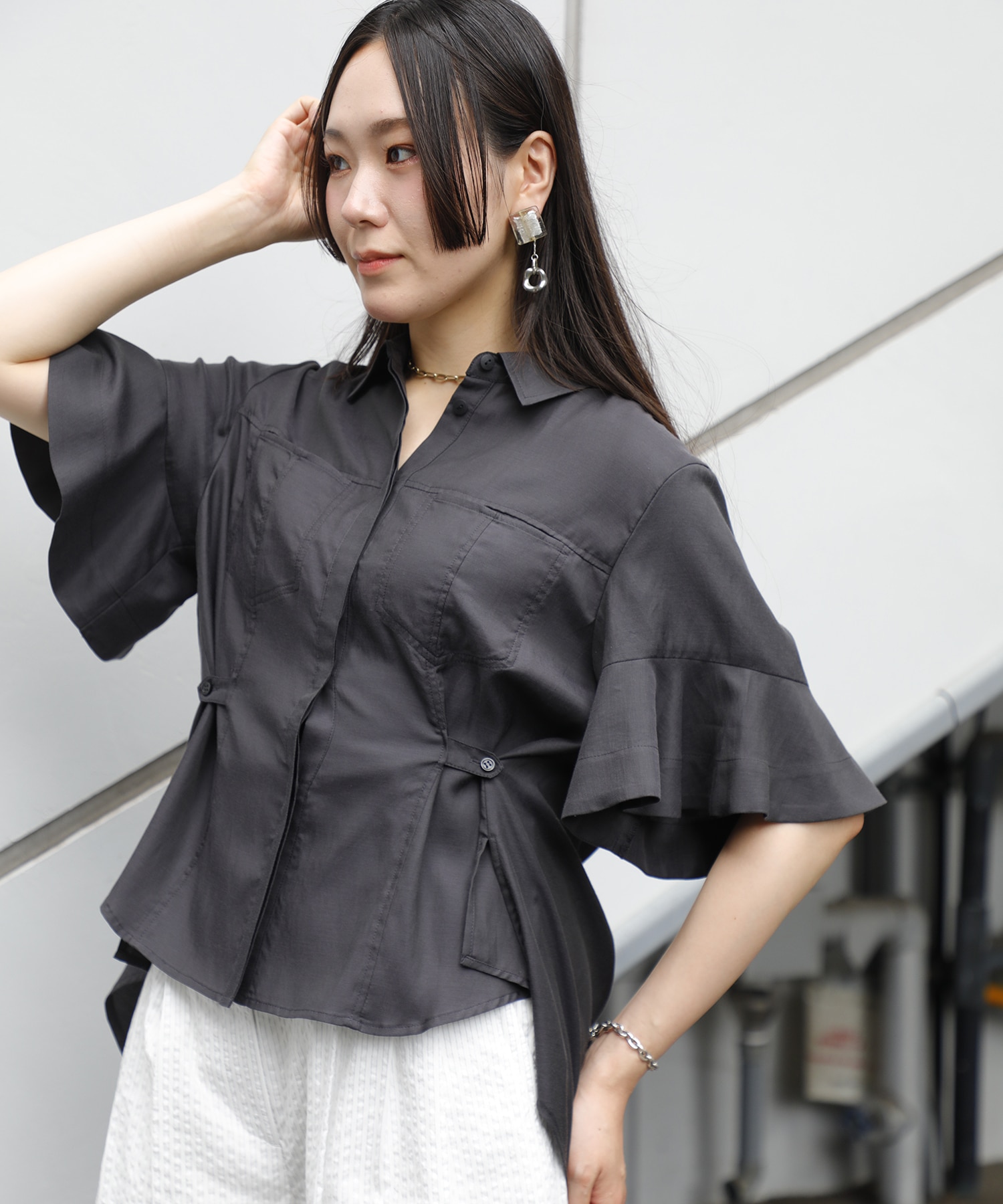 Hem Flare 2way Blouse STUDIOUS