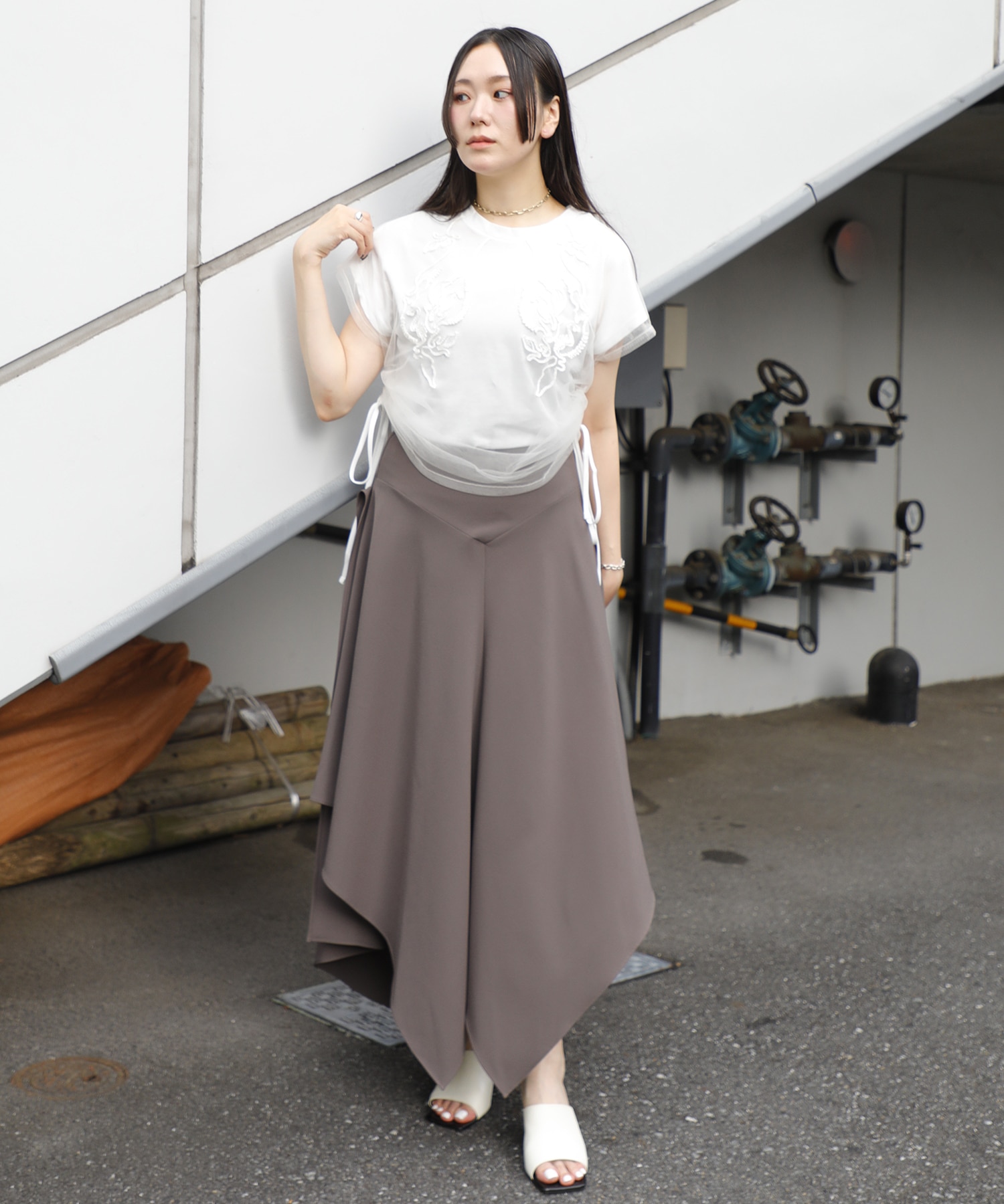 別注 embroidered tulle layered tops MURRAL