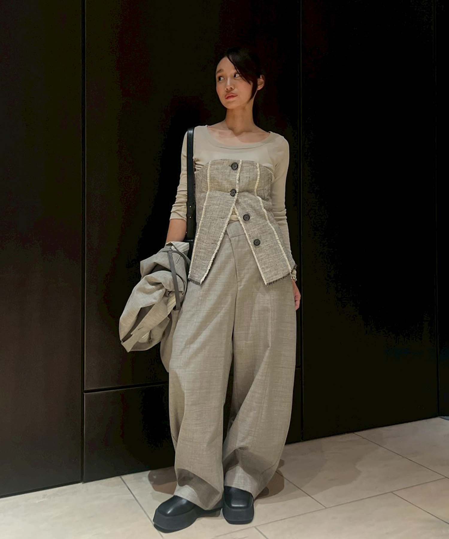 Wool Barrel Leg Trousers STUDIOUS