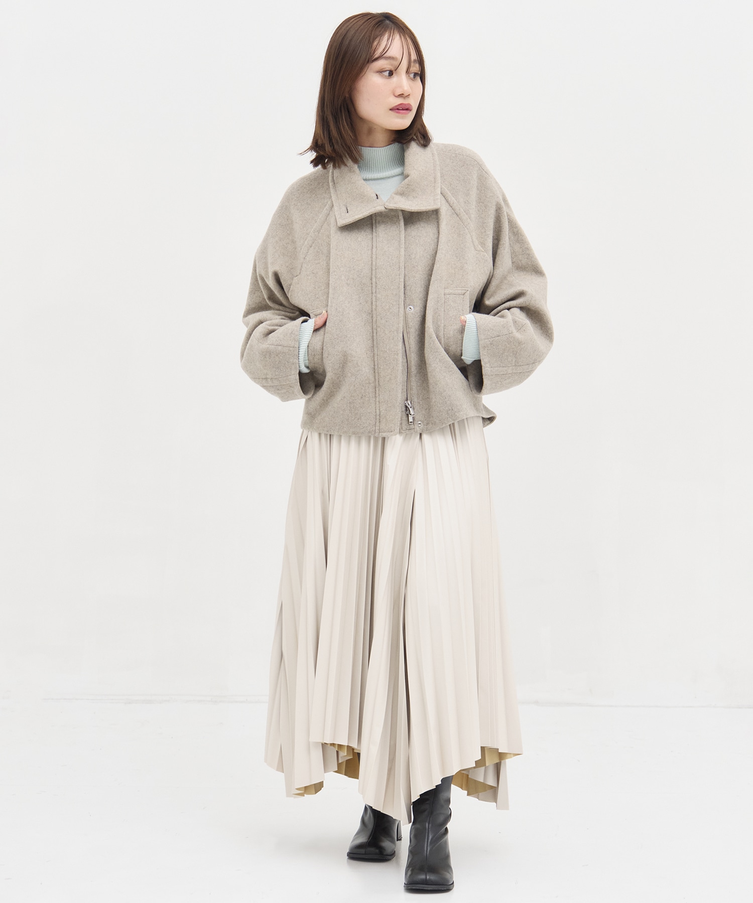 Stand Collar Wool Blouson STUDIOUS