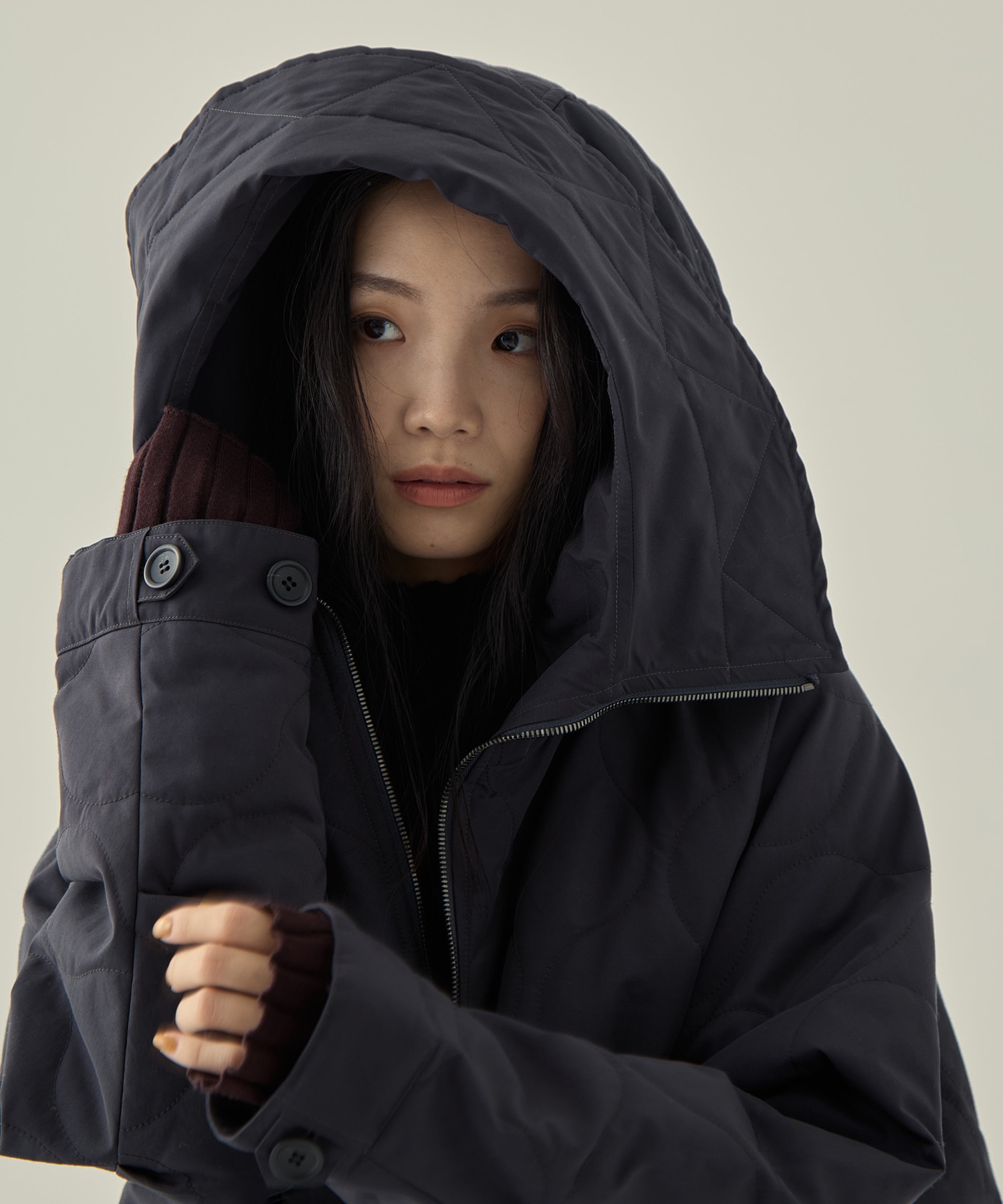 リサイクル60/40クロスキルティングフーディー VACHEMENT