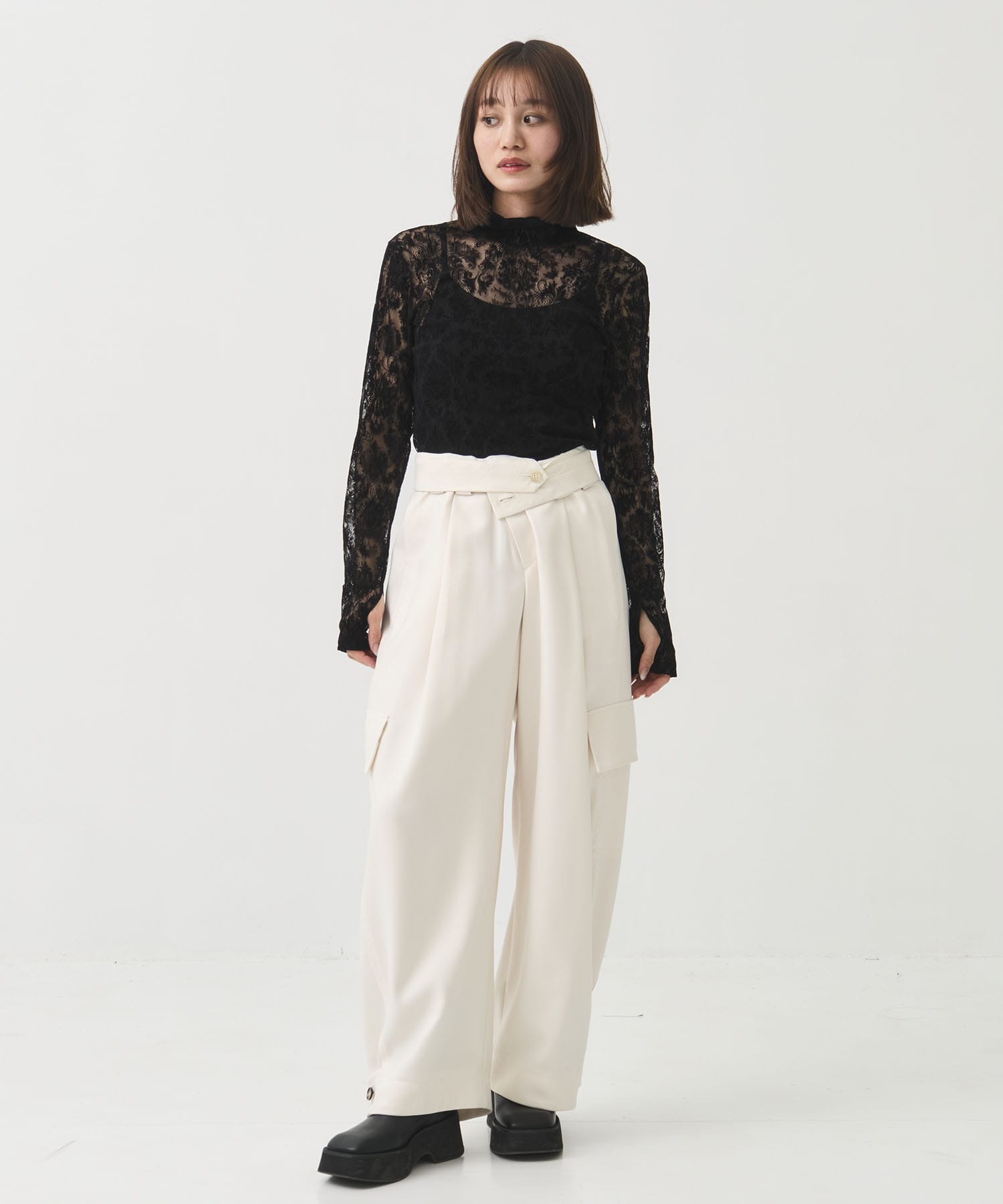 Stretch Flocky Lace Top STUDIOUS