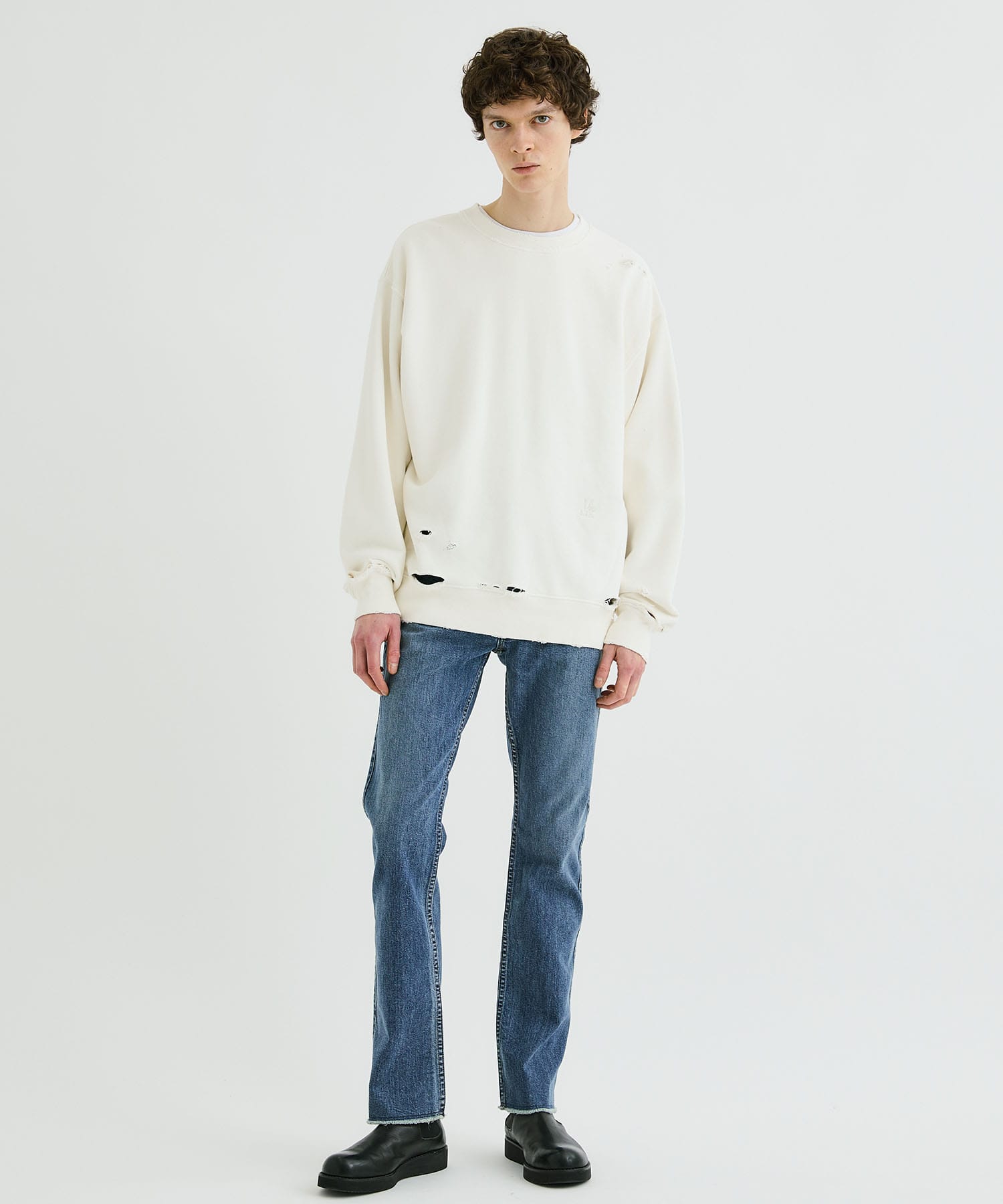 CUTOFF DENIM TROUSERS