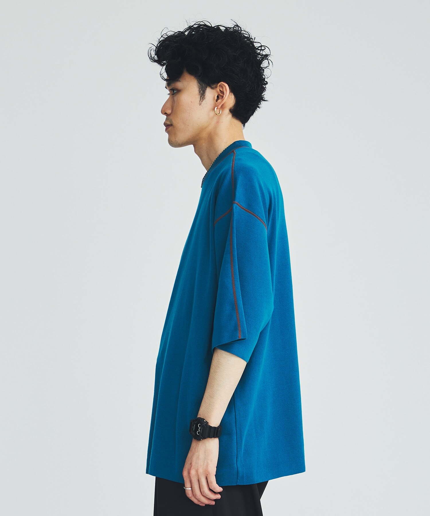 COTTON EMBROIDER CREW NECK S/S KNIT LiNoH
