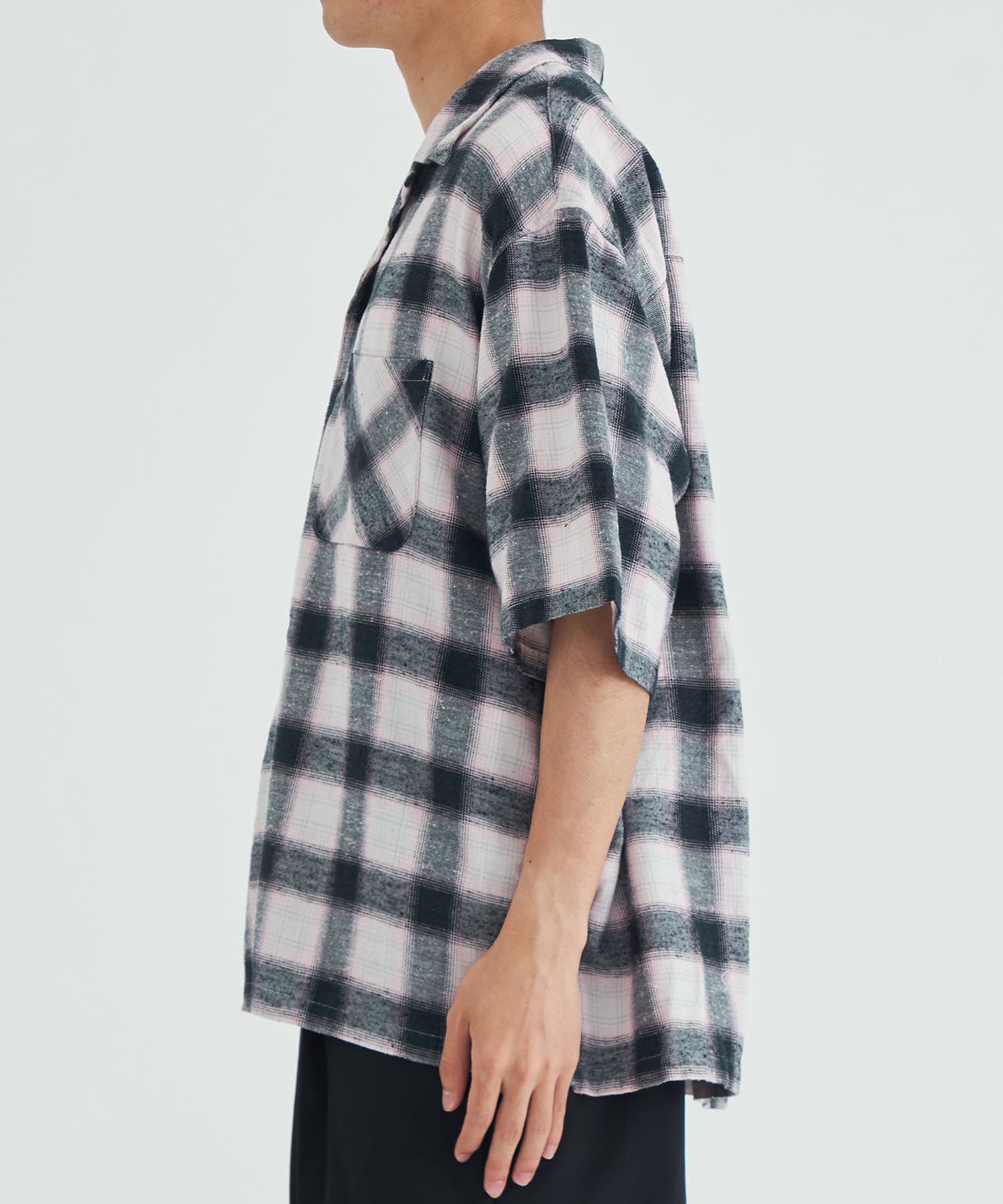 Short-sleeve ombre checked shirt | UNUSED