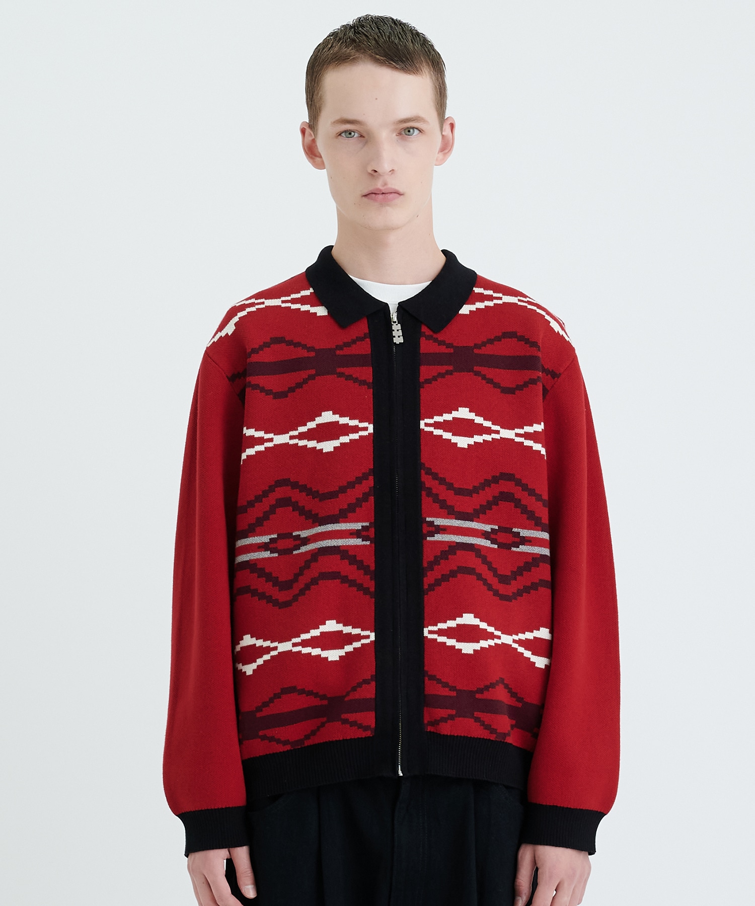 Nordic zip up cardigan(RED)｜TTT MSW