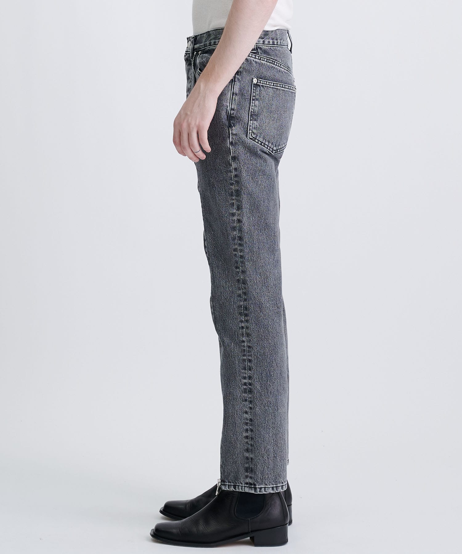 WASHED DENIM ZIPPED PANTS JOHN LAWRENCE SULLIVAN