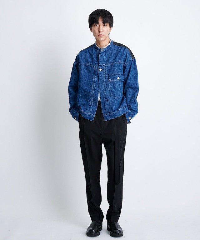 Cut-off Band Collar Denim Blouson | CULLNI