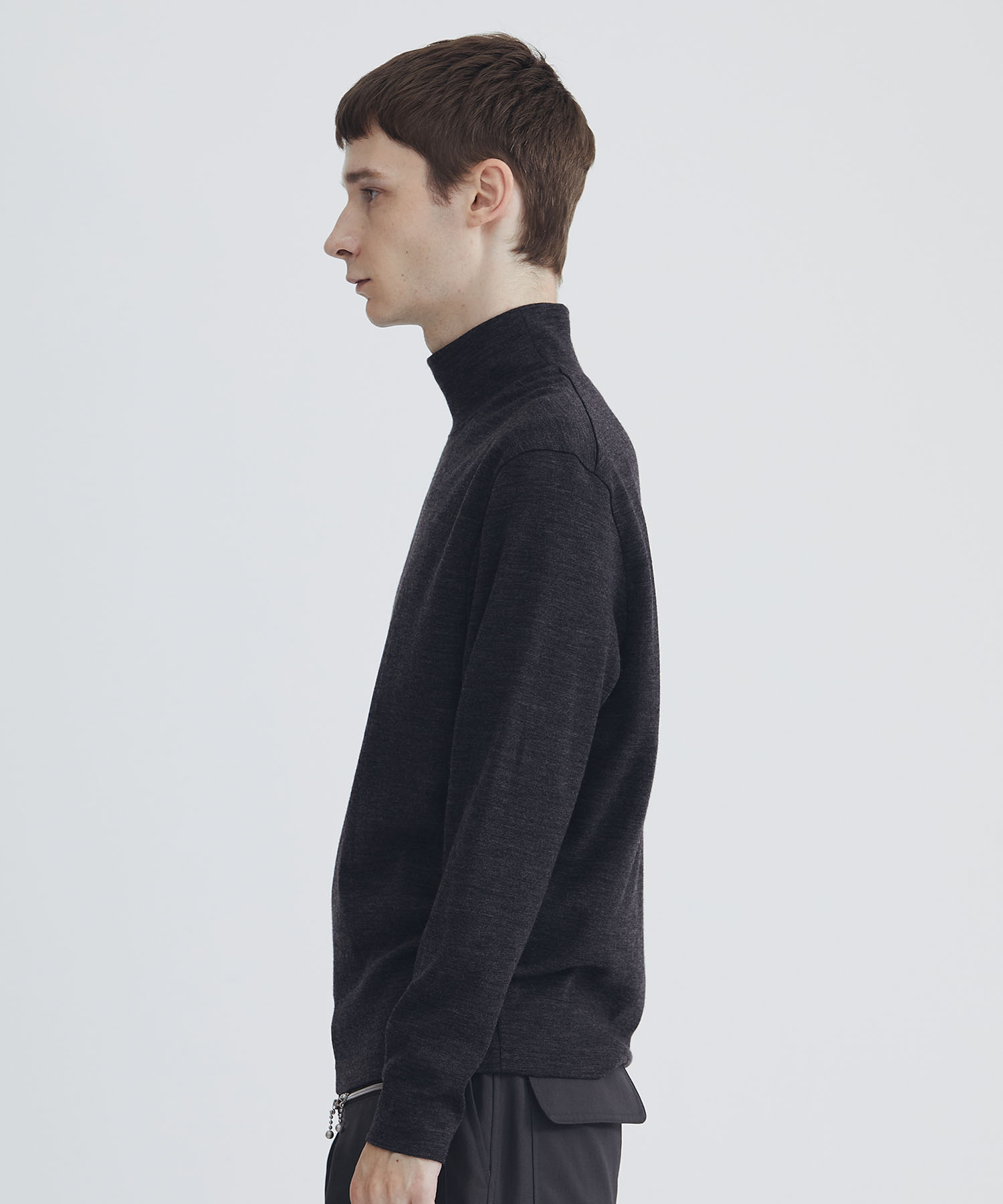 Highneck  Pullover Shirts-ウールポンチ Cale