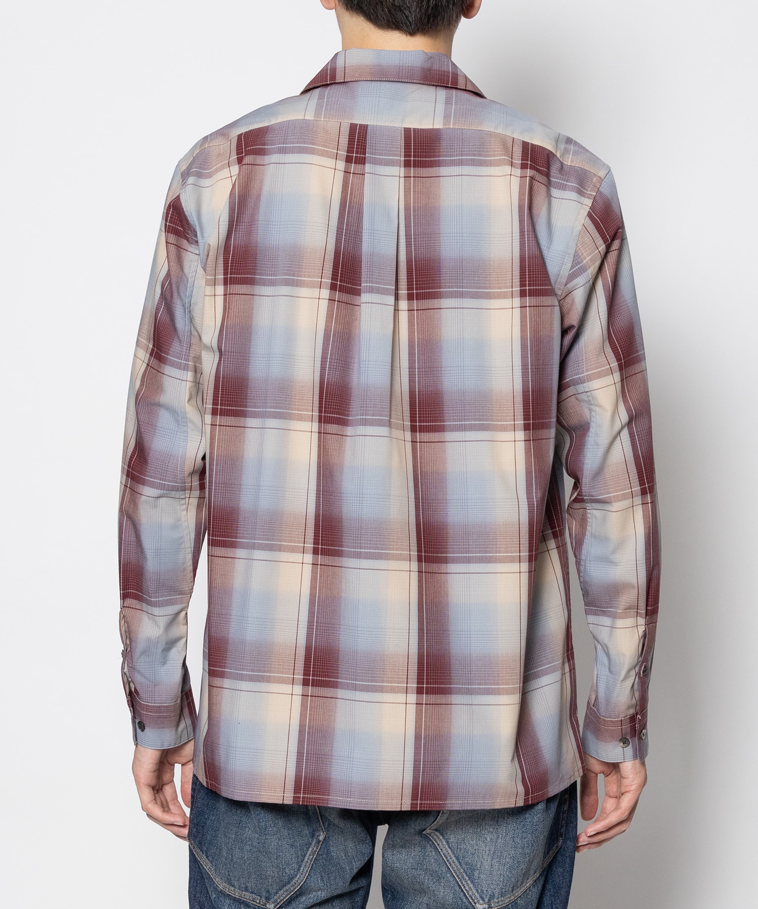 OMBRE PLAID OPEN COLLAR BLOUSE SUGARHILL