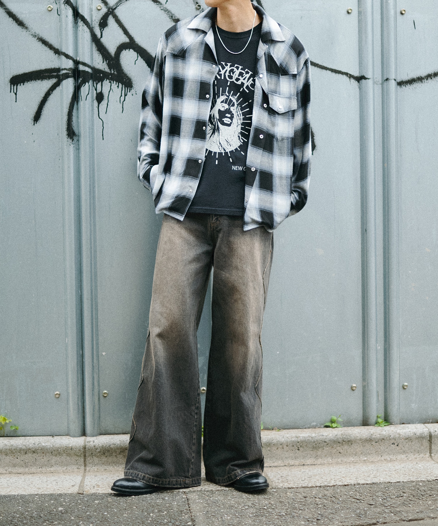 〈別注〉Ombrd check western shirt BADWAY