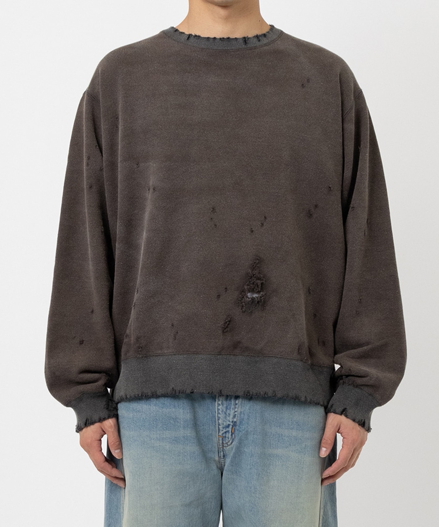 〈別注〉DAMAGE CREW NECK MARKAWARE/marka