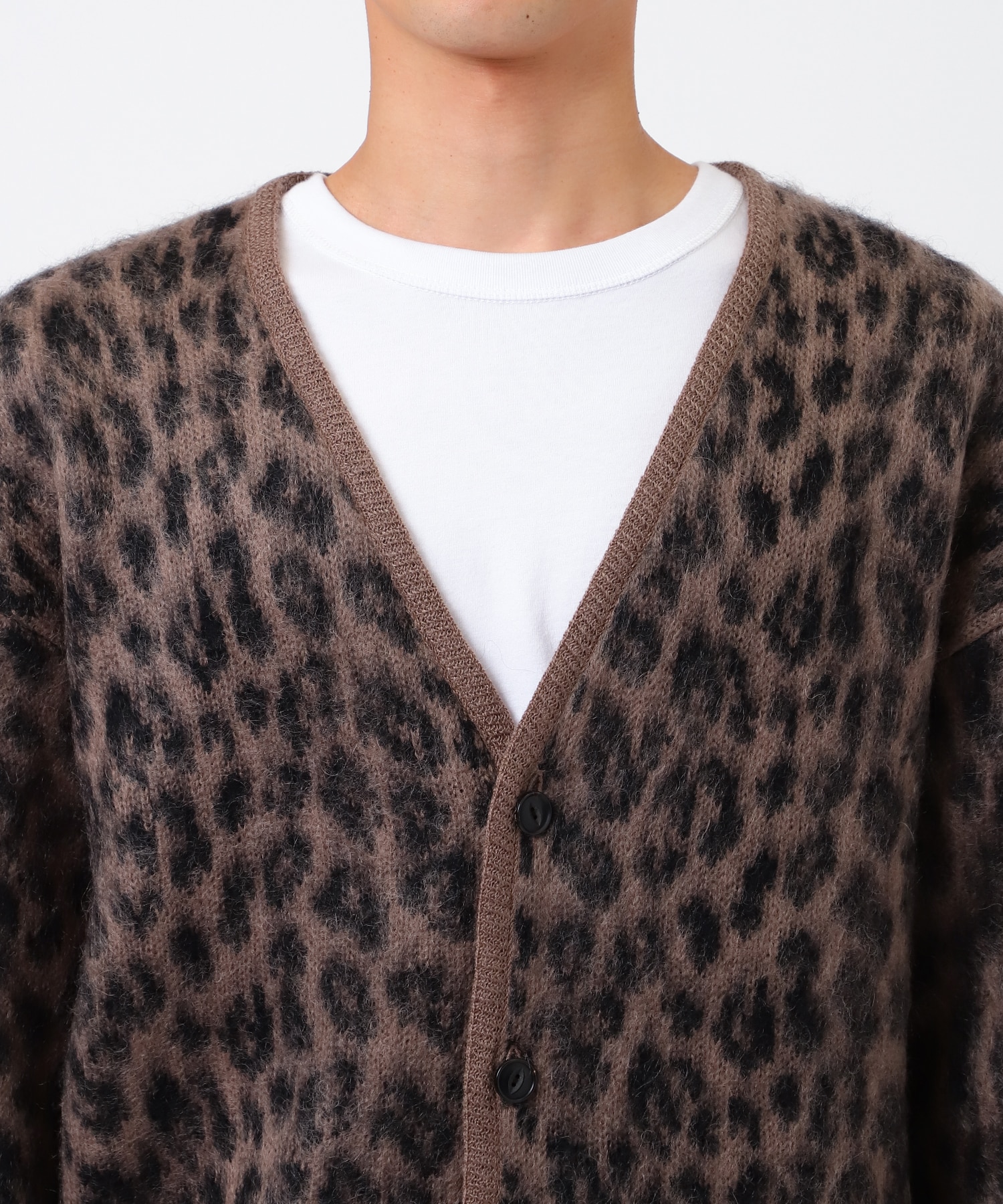 LEOPARD HEAVY MOHAIR CARDIGAN WACKO MARIA