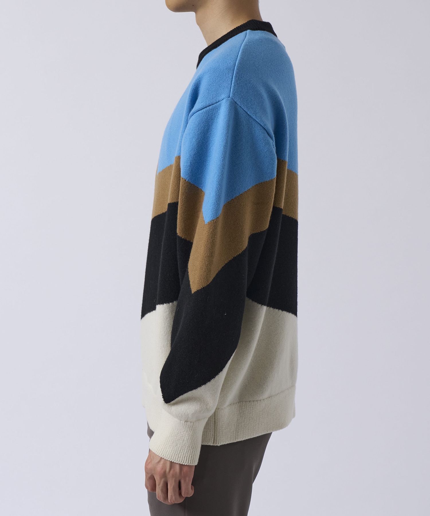 Diagonal Line Multi Color Pullover Knit CULLNI