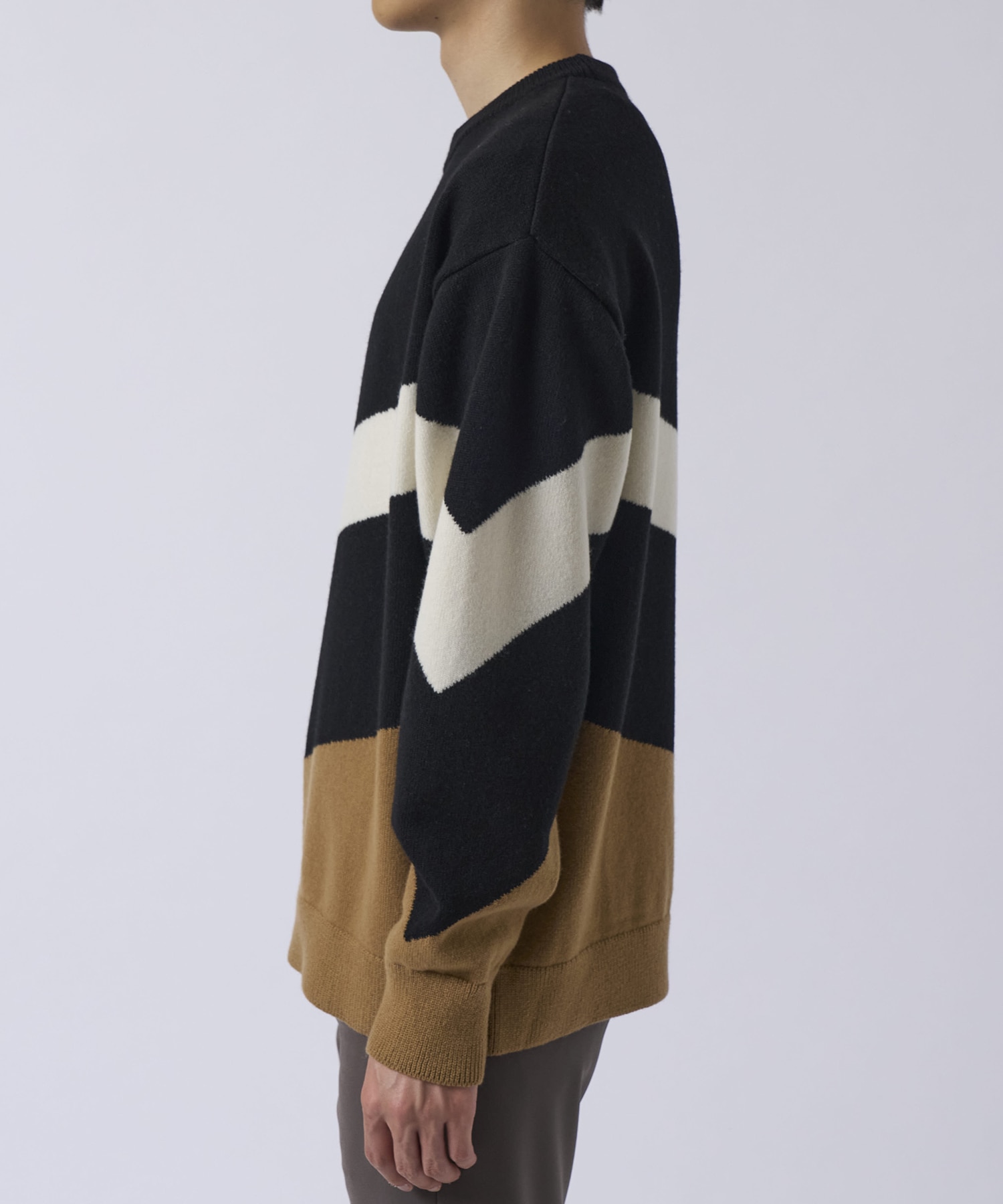 Diagonal Line Multi Color Pullover Knit CULLNI