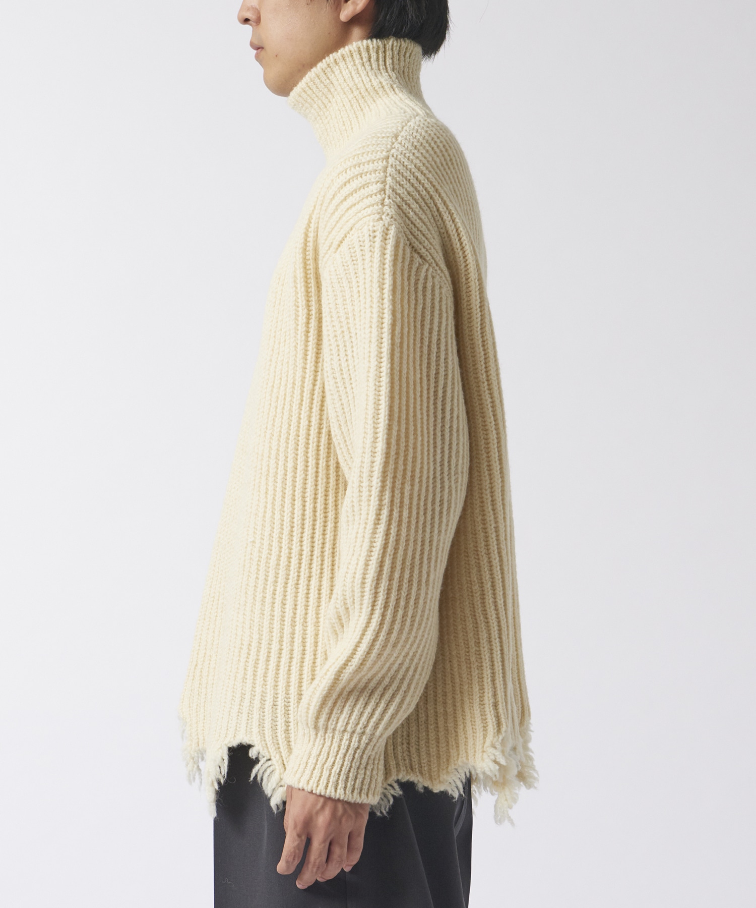 Wool broken knit high neck sweater 08sircus