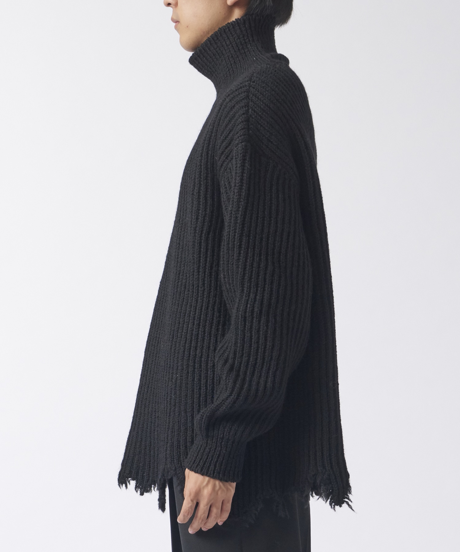 Wool broken knit high neck sweater 08sircus