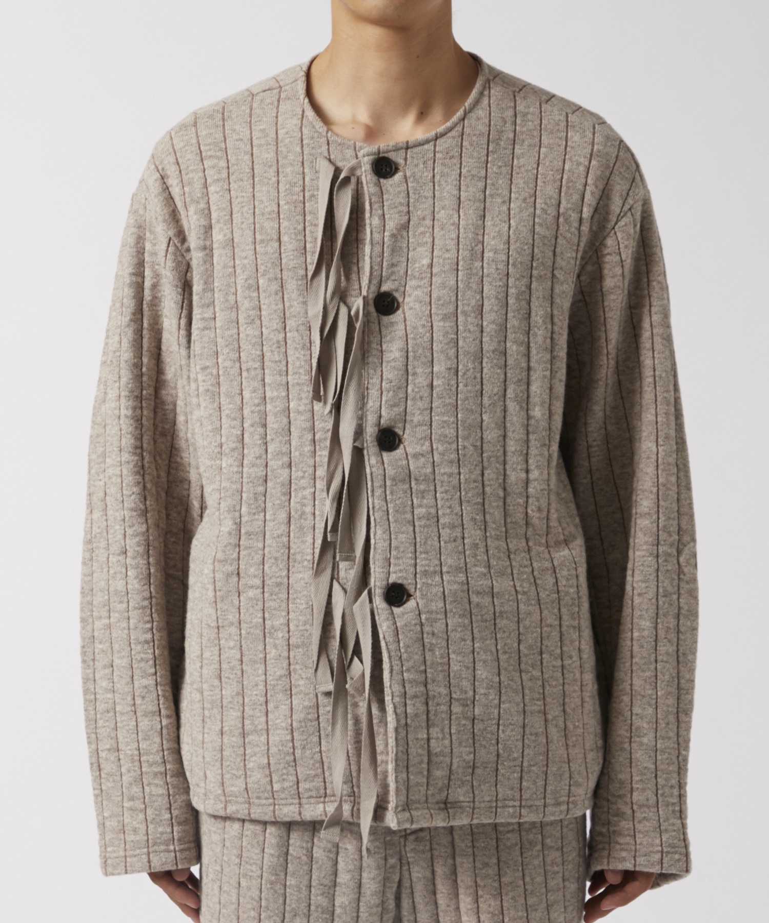 Striped Quilt jacquard Cardigan MATSUFUJI