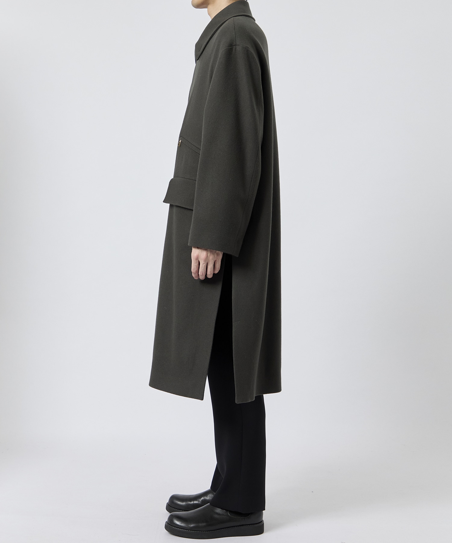 Wool Melton Double Pocket Long Coat CULLNI