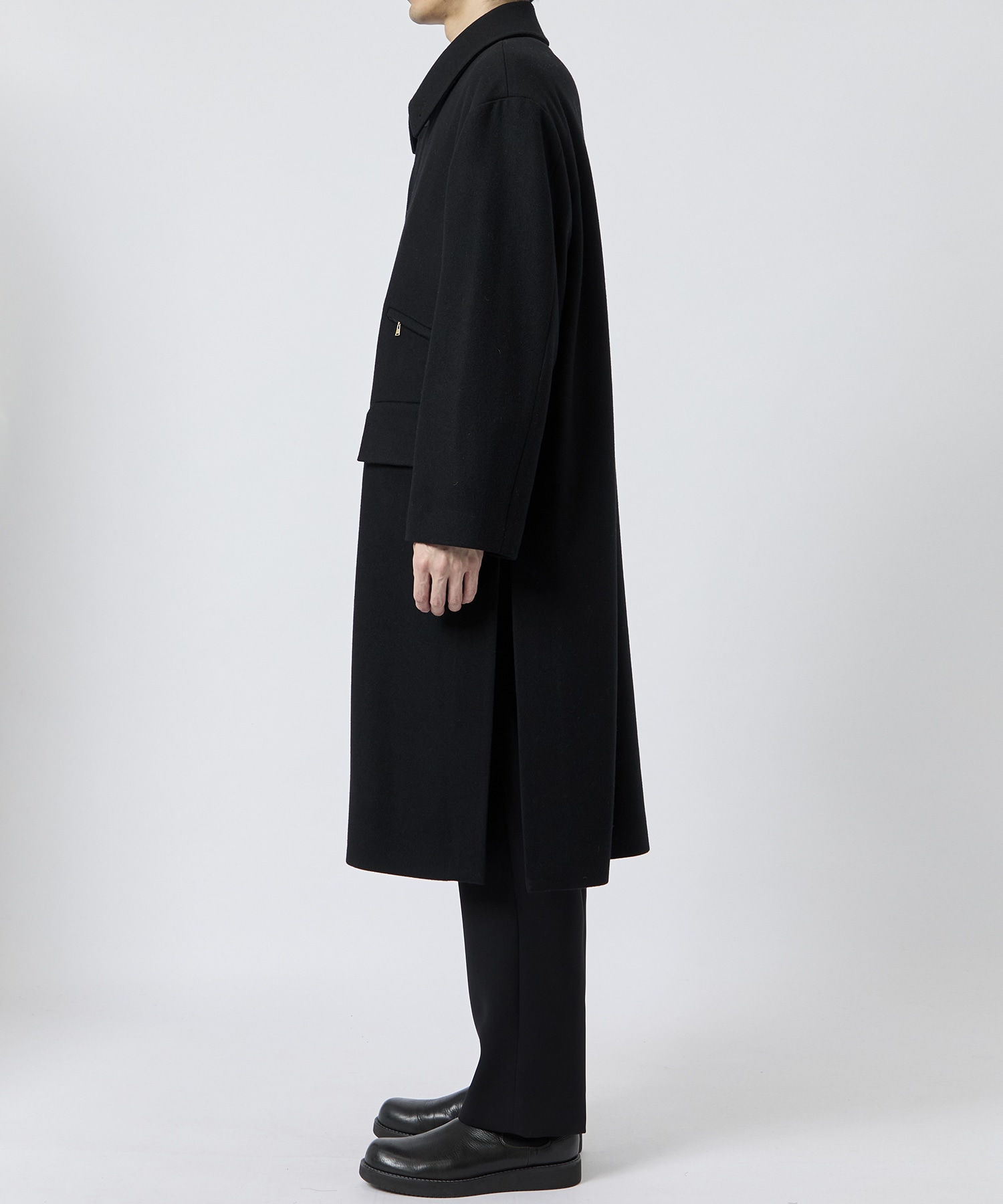 Wool Melton Double Pocket Long Coat CULLNI