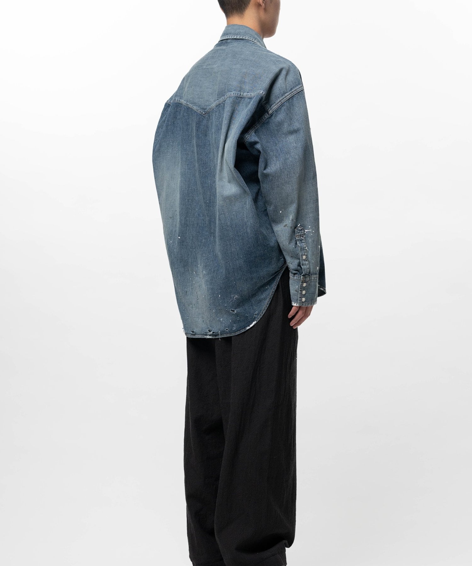 DENIM SHIRTS w STICKER Maison MIHARA YASUHIRO