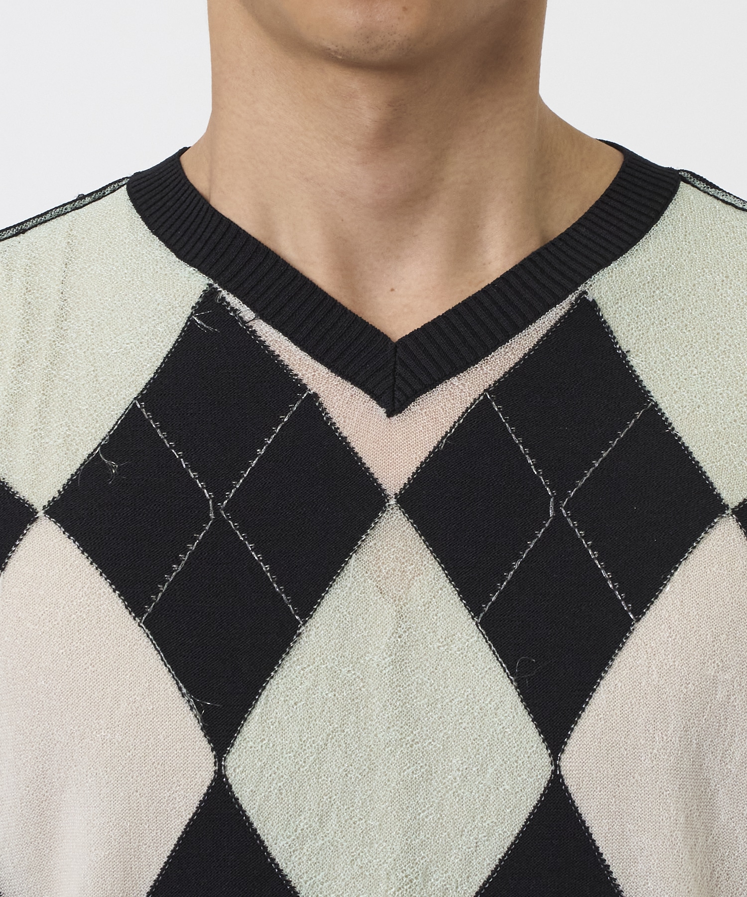 REVERSED ARGYLE SWEATER MASU