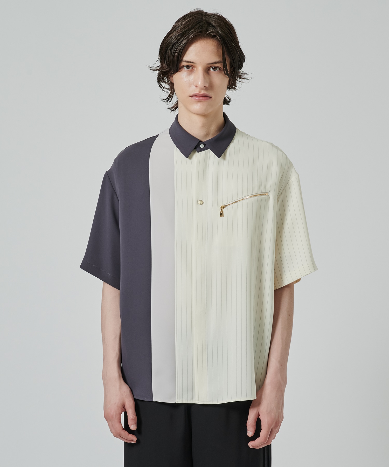 Double Satin Bi Color Short Sleeve Shirt CULLNI