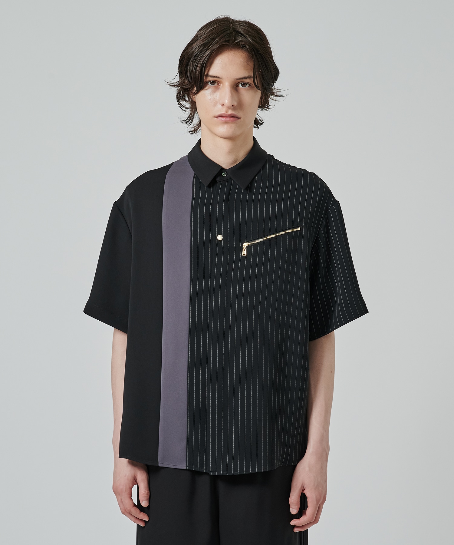 Double Satin Bi Color Short Sleeve Shirt CULLNI