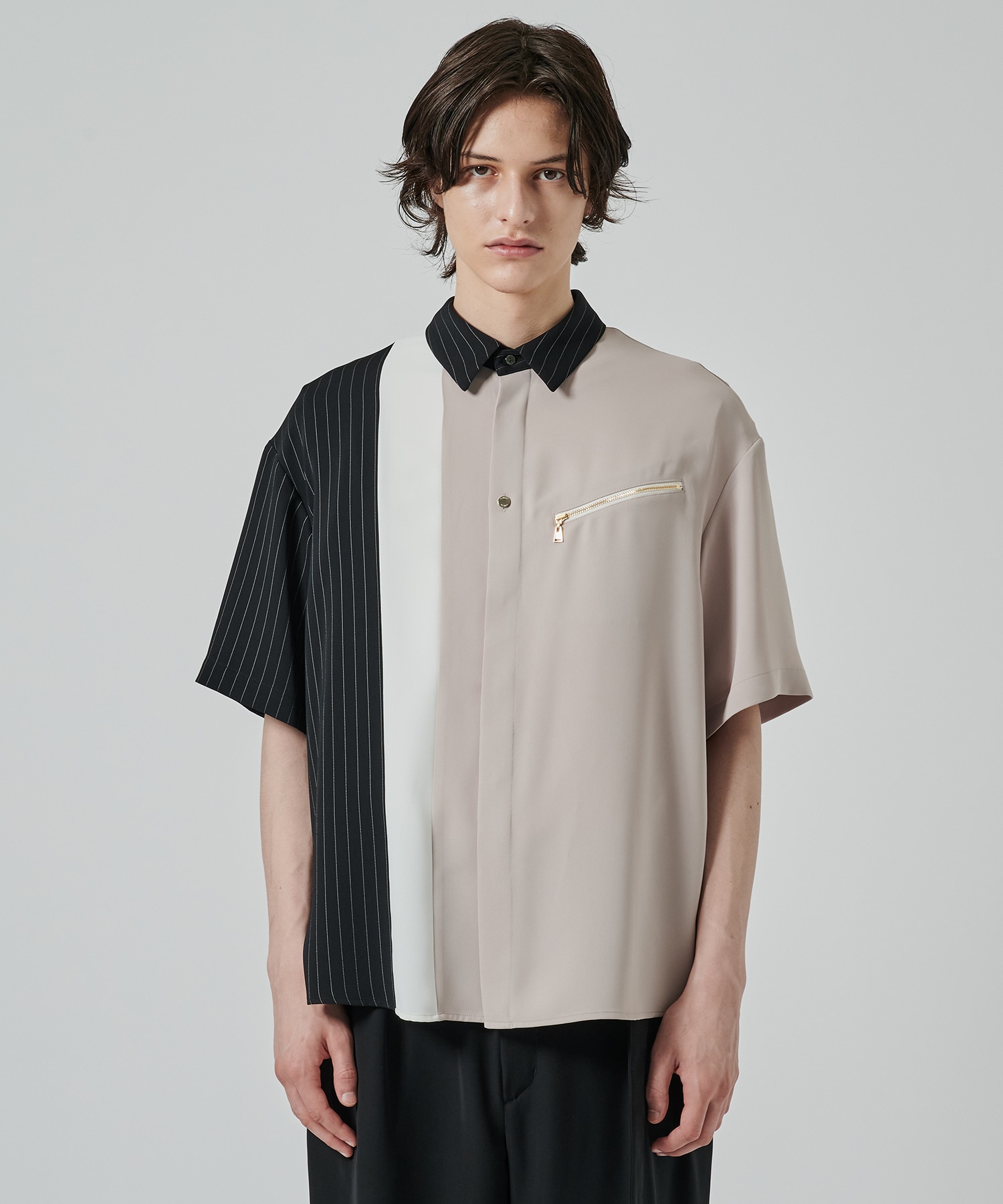Double Satin Bi Color Short Sleeve Shirt CULLNI
