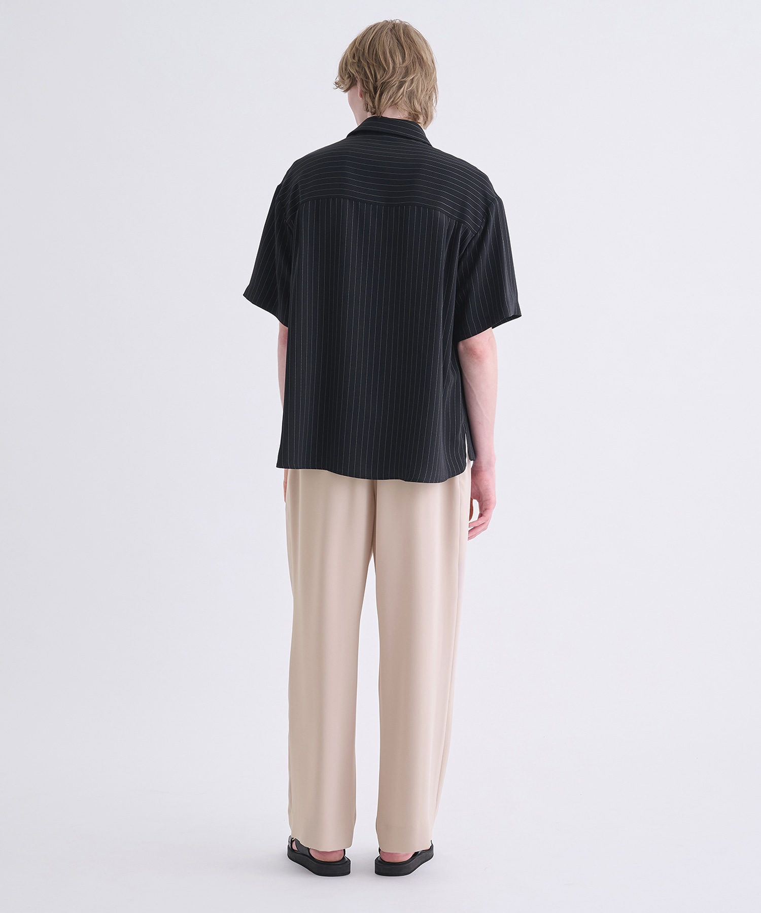 Double Satin Stripe Bow Tie Short Sleeve Shirt CULLNI