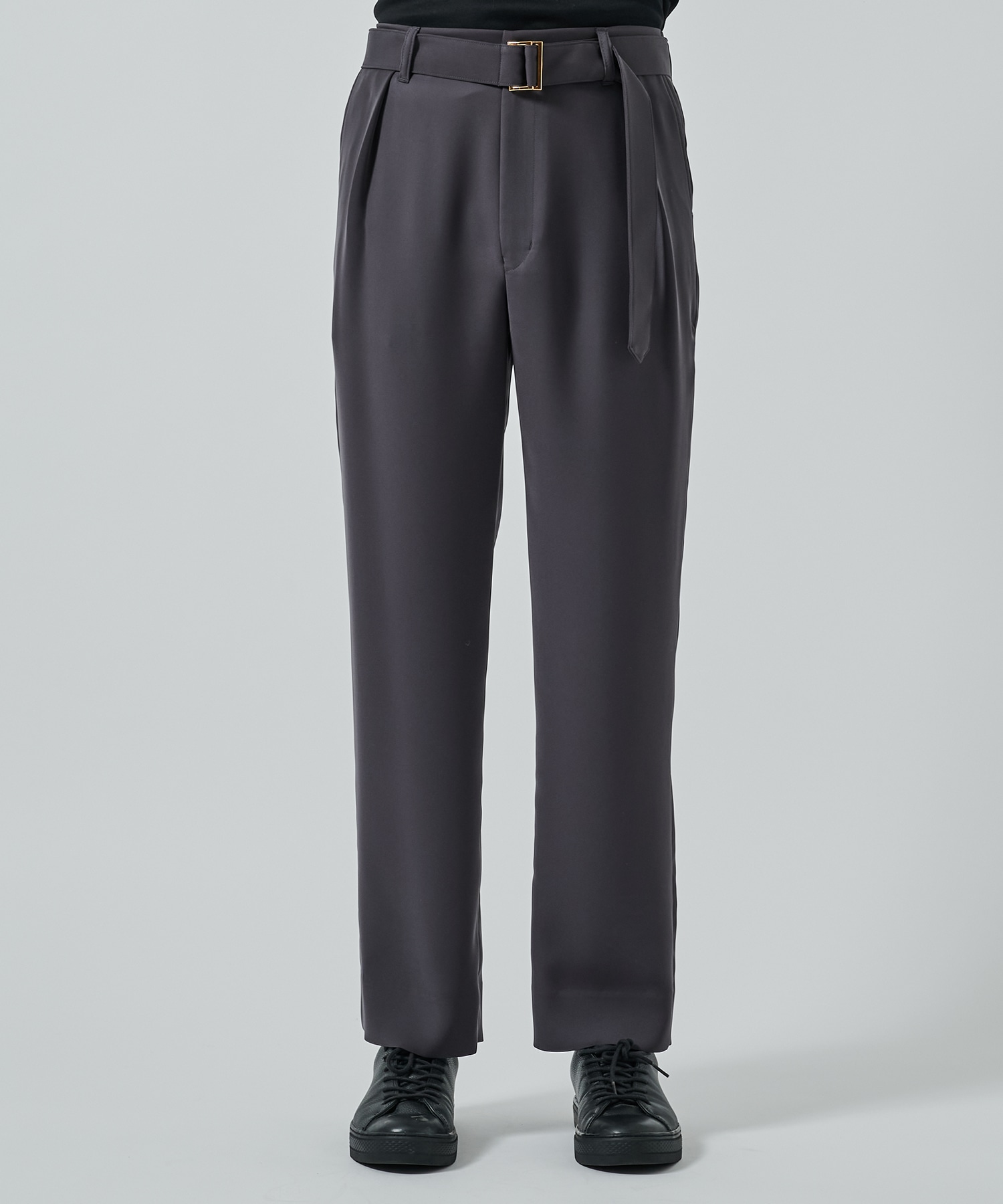 Dry Double Satin 1Tuck Pant with Long Belt CULLNI