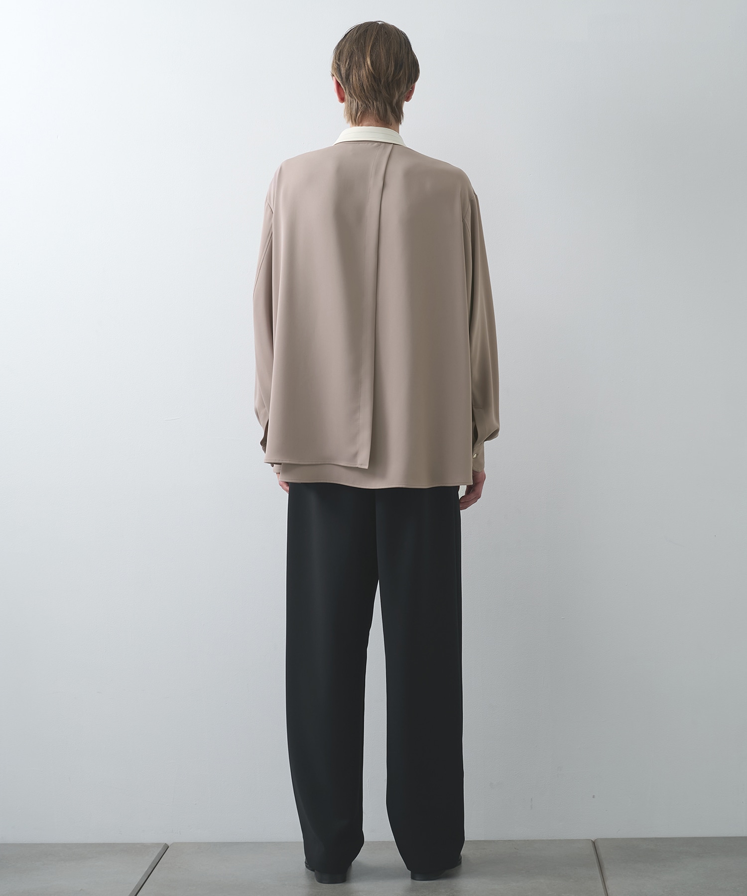 Stripe Collar Double Cloth Asymmetrical Layered Shirt CULLNI