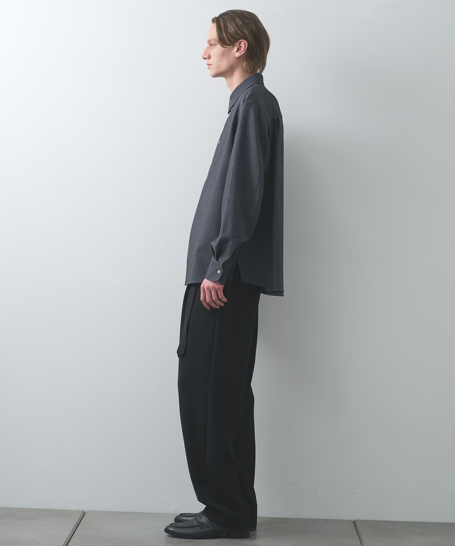 Faux Denim Front Fly Chin Tab Shirt CULLNI