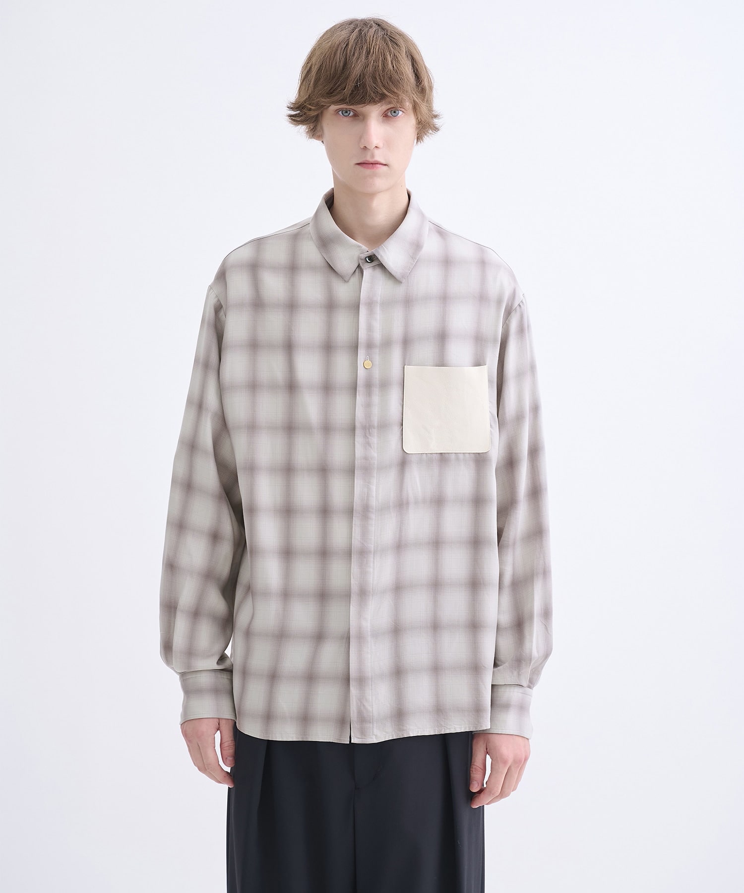 別注 Leather Pocket L/S Check Shirts CULLNI