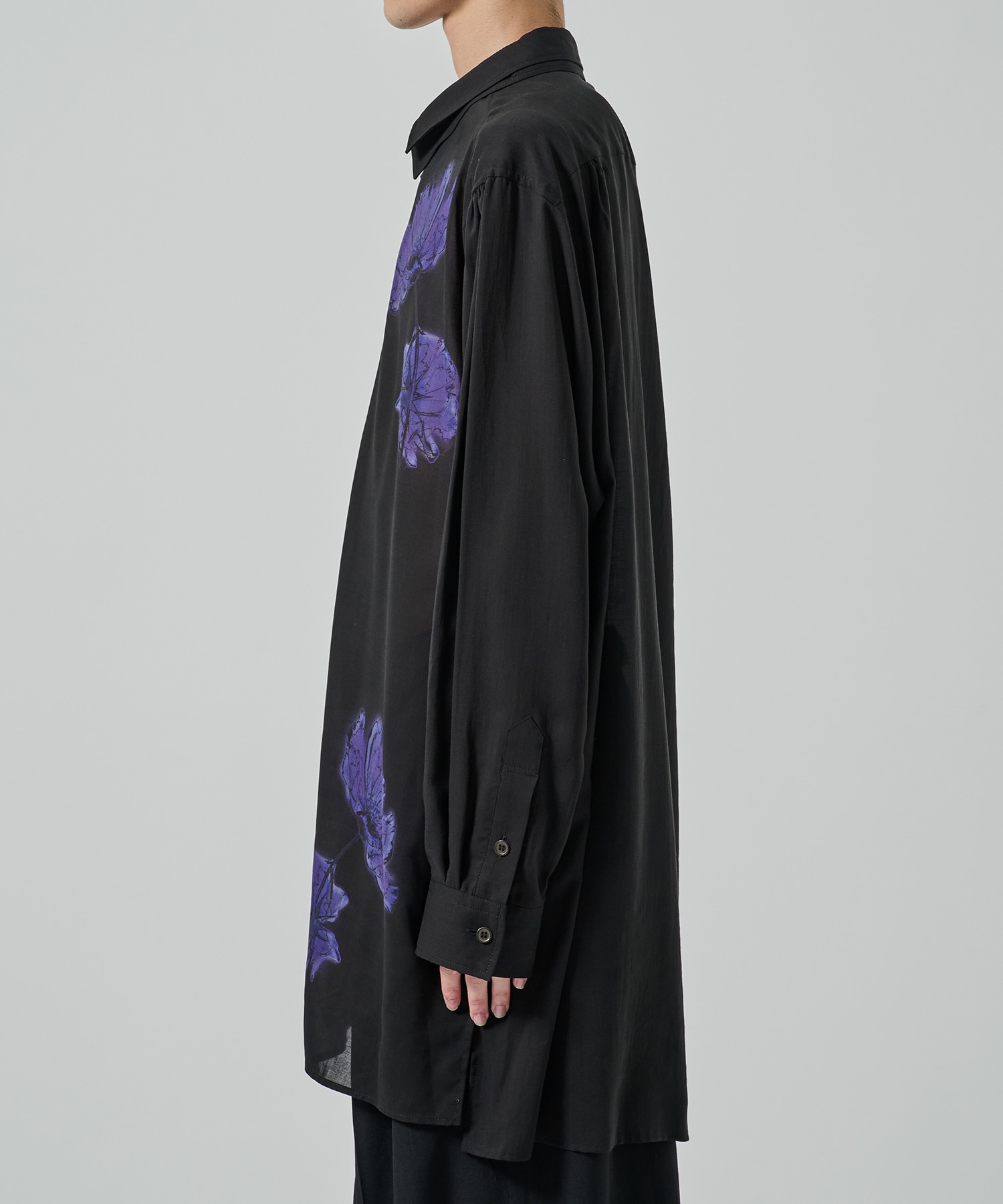 FLORAL PRINT DOUBLE COLLAR SLANTED POCKET SHIRT GroundY