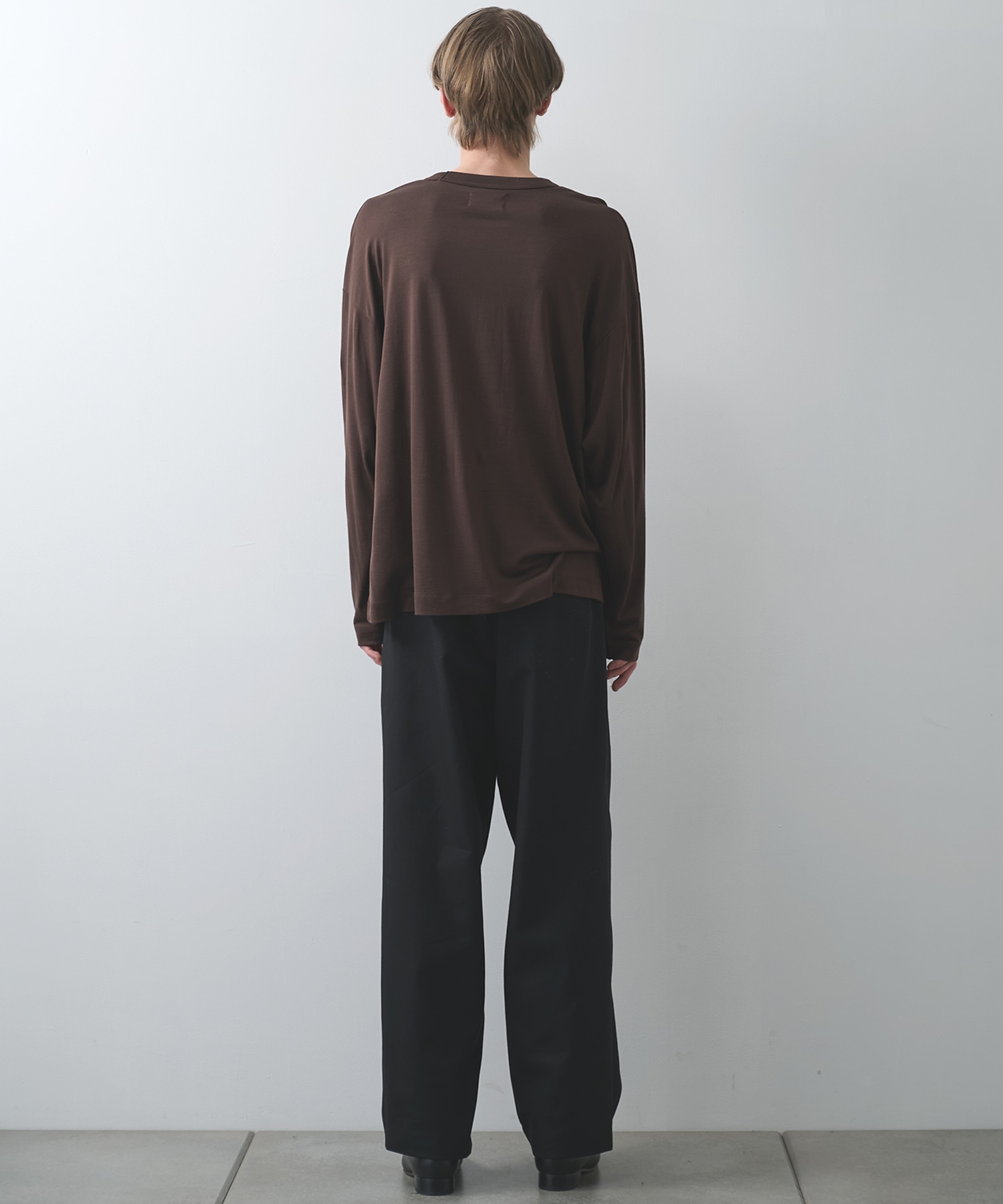 スーパー160'sウール 防縮天竺 / コンフォートフィットL/S Tee, Black MARKAWARE/marka