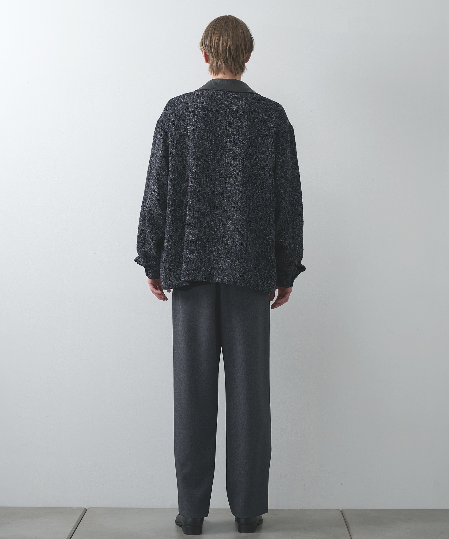 Faux Denim 1Tuck Semi Wide Pants with Long Belt CULLNI