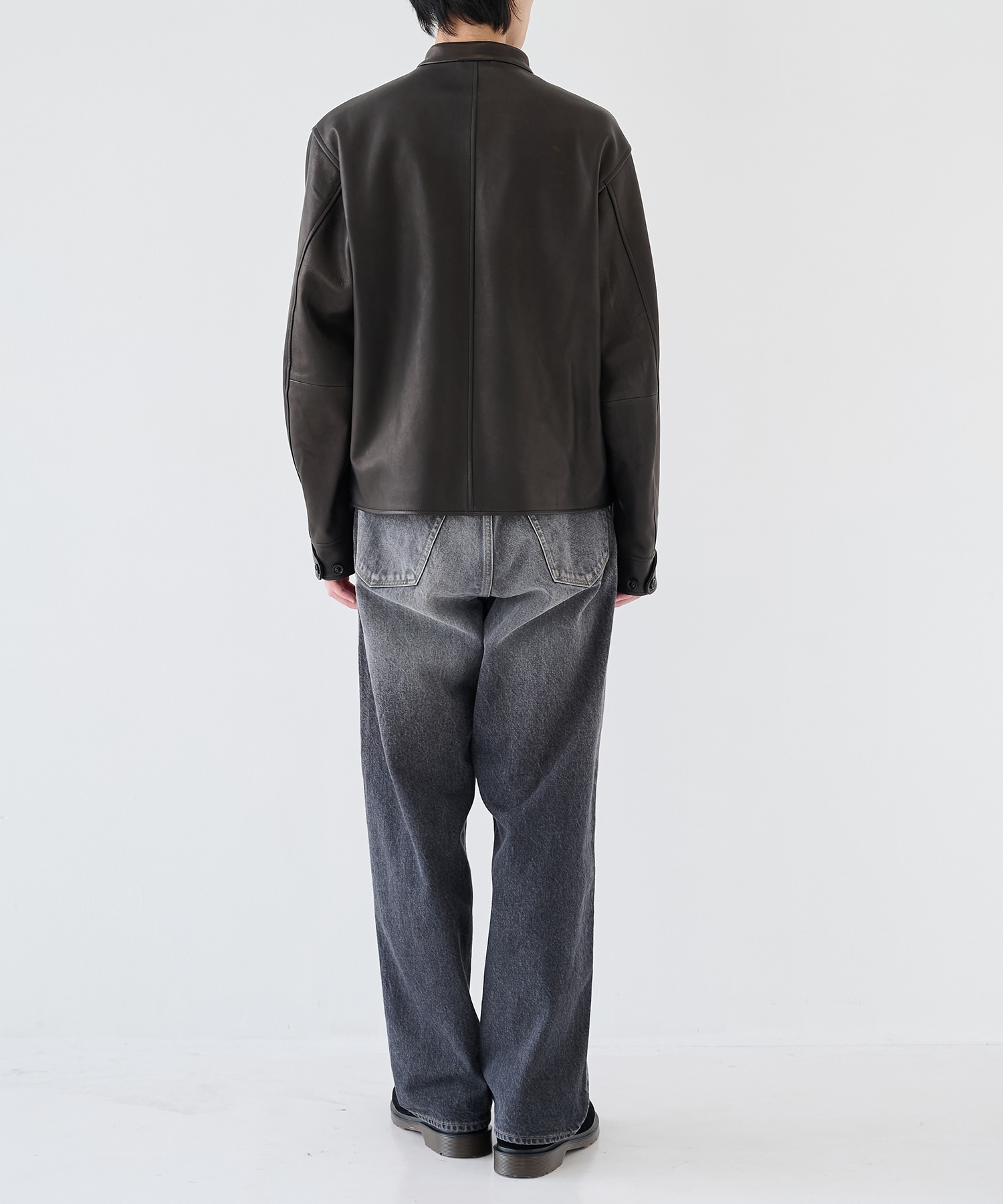 Lamb Leather Zip Short Jacket blurhms