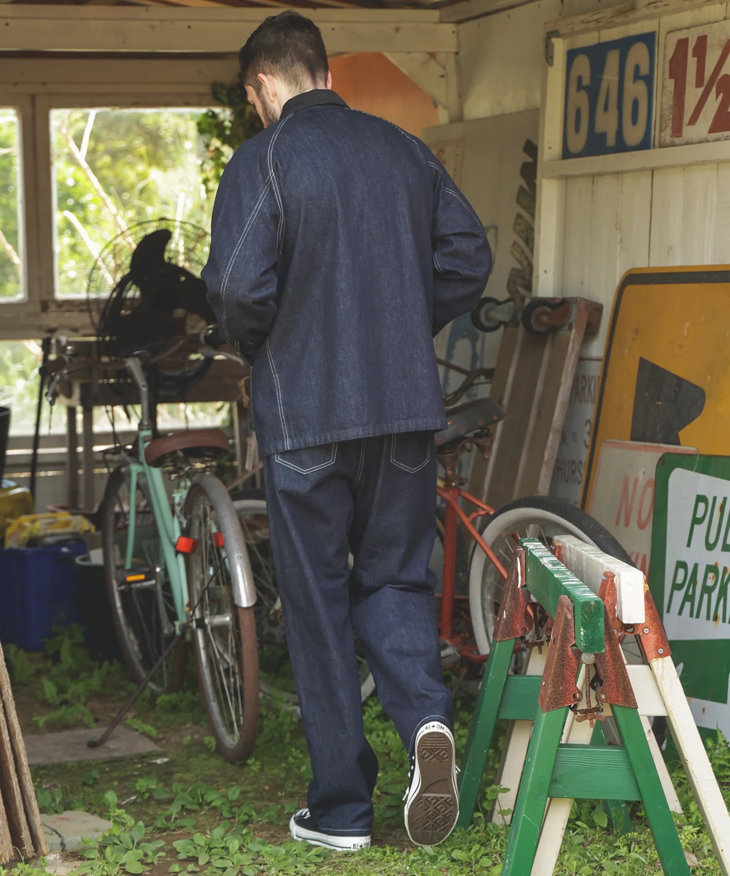 RINSE WASH 12oz CRUNCH DEINIM /5-BUTTON COVERALL MR.OLIVE