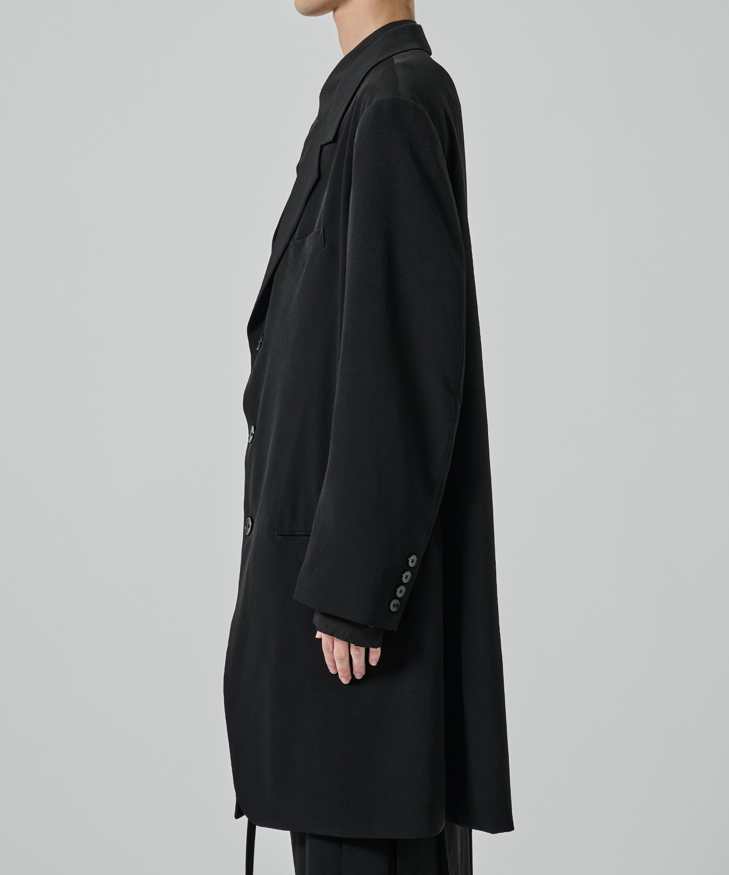 CREPE DE CHINE RIGHT PLEATED JACKET GroundY