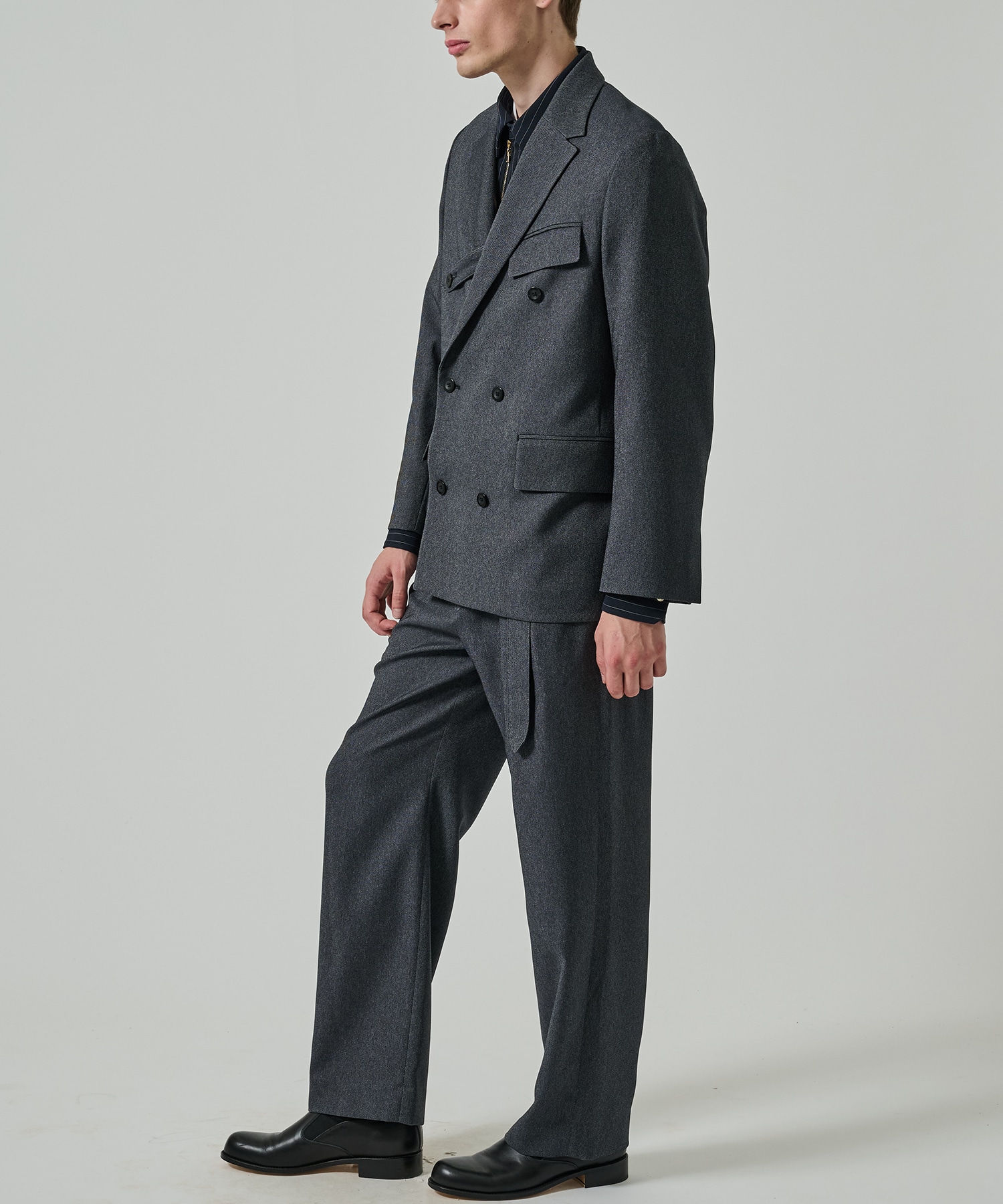 Faux Denim Slant Belt Tailored Jacket CULLNI