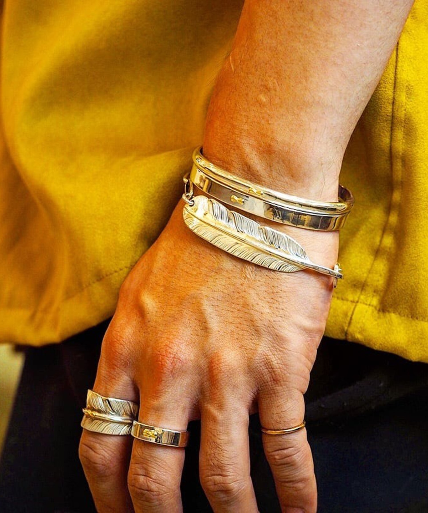 R-015 K１８マーク付きスタンプフェザーリング Large WAKAN SILVER SMITH