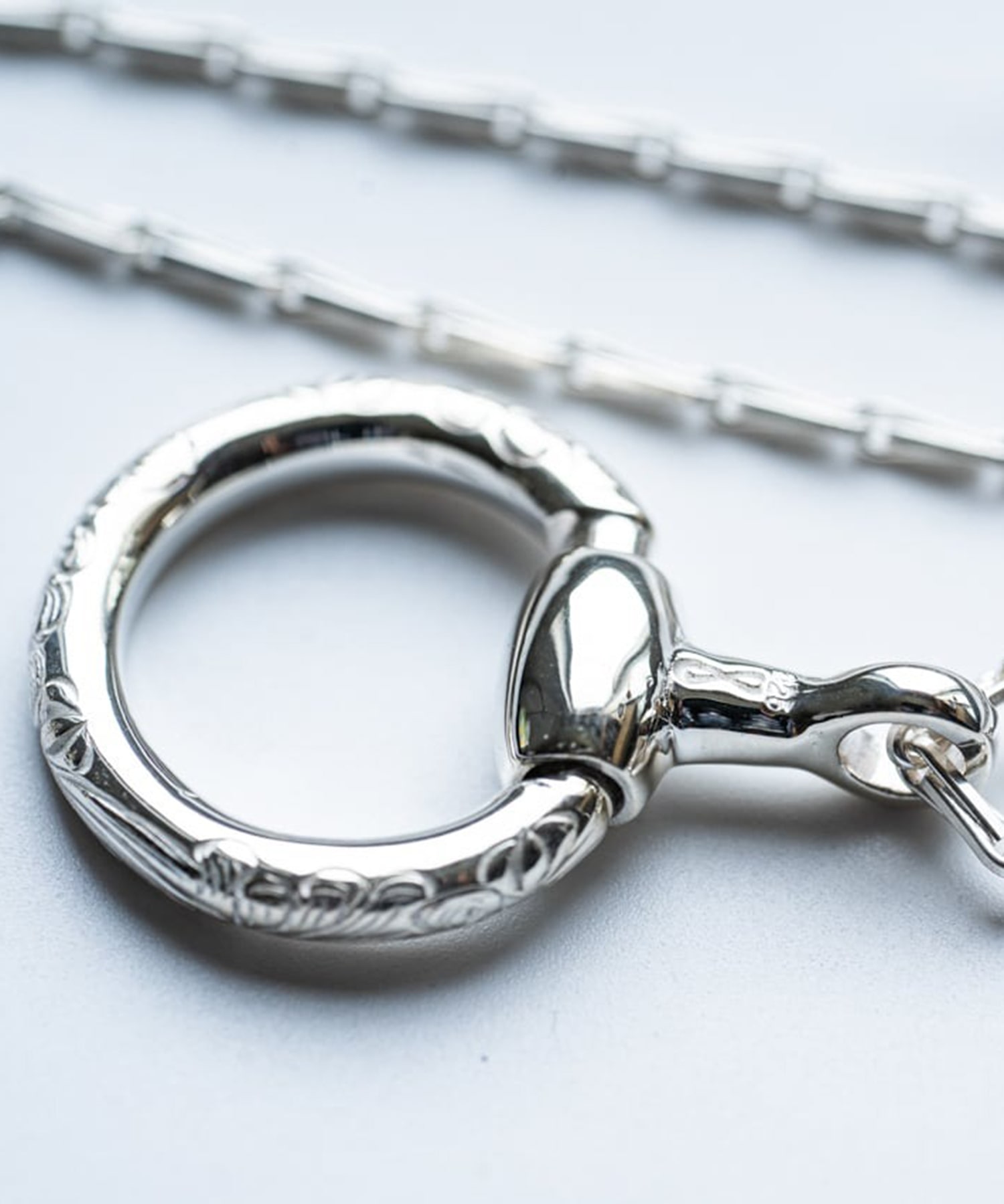 C-042 Horse shoe drop necklace (60cm)＋Horse bit glass holde WAKAN SILVER SMITH