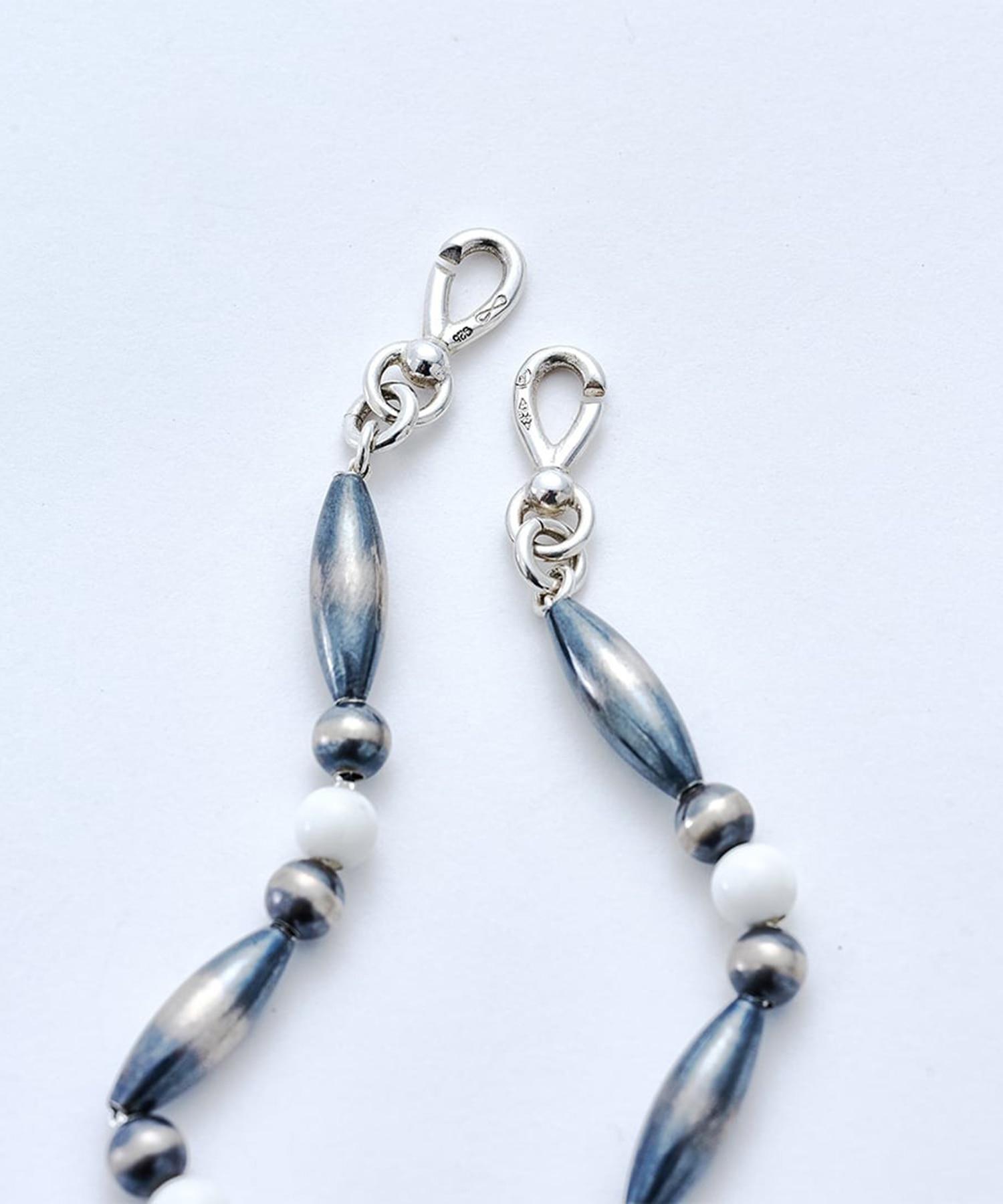 C-048 Breastplate Navajo Pearl Necklace(White onyx) (47cm) WAKAN SILVER SMITH