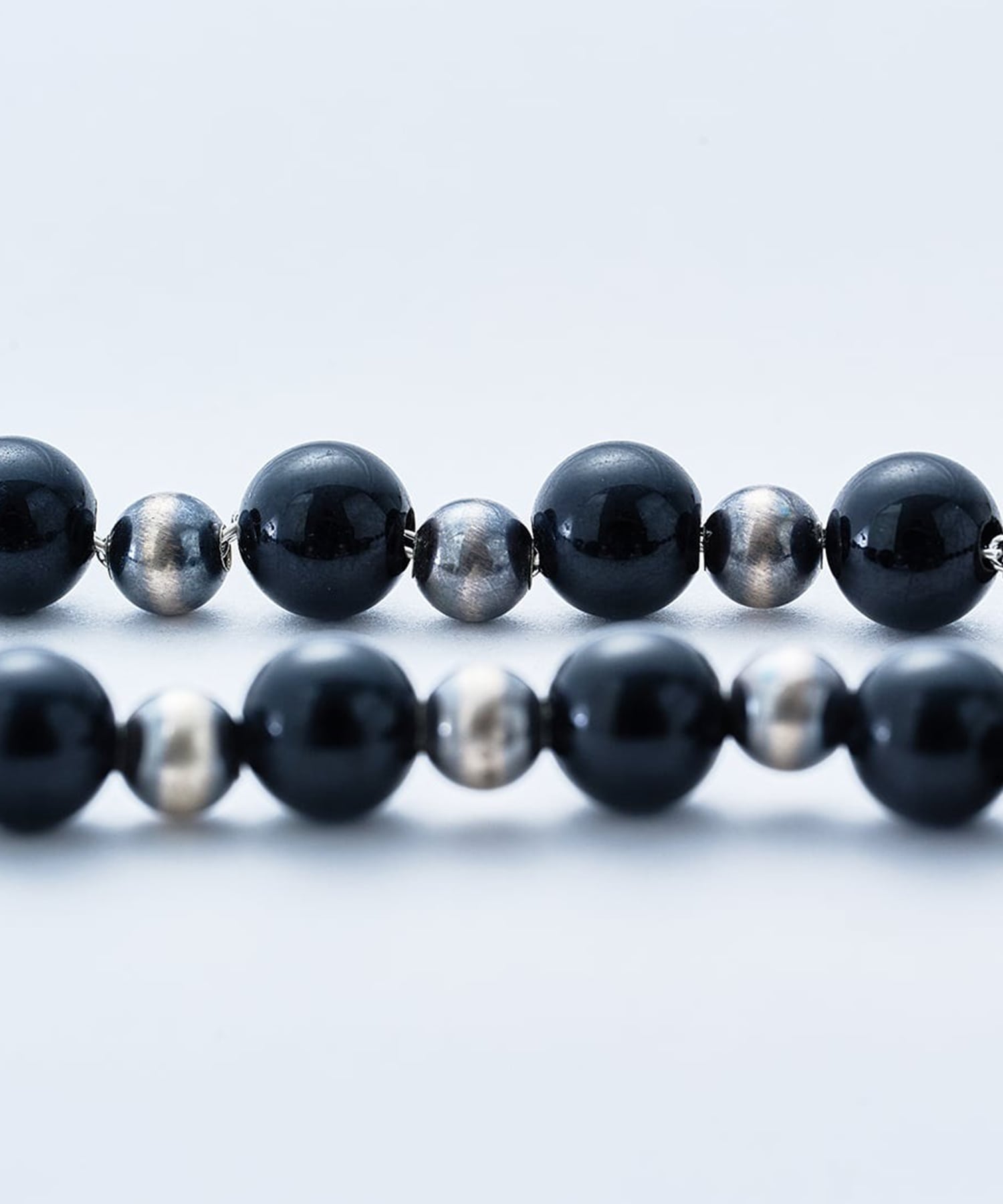 C-049 Navajo Pearl Necklace(Black Tourmaline) (47cm) WAKAN SILVER SMITH