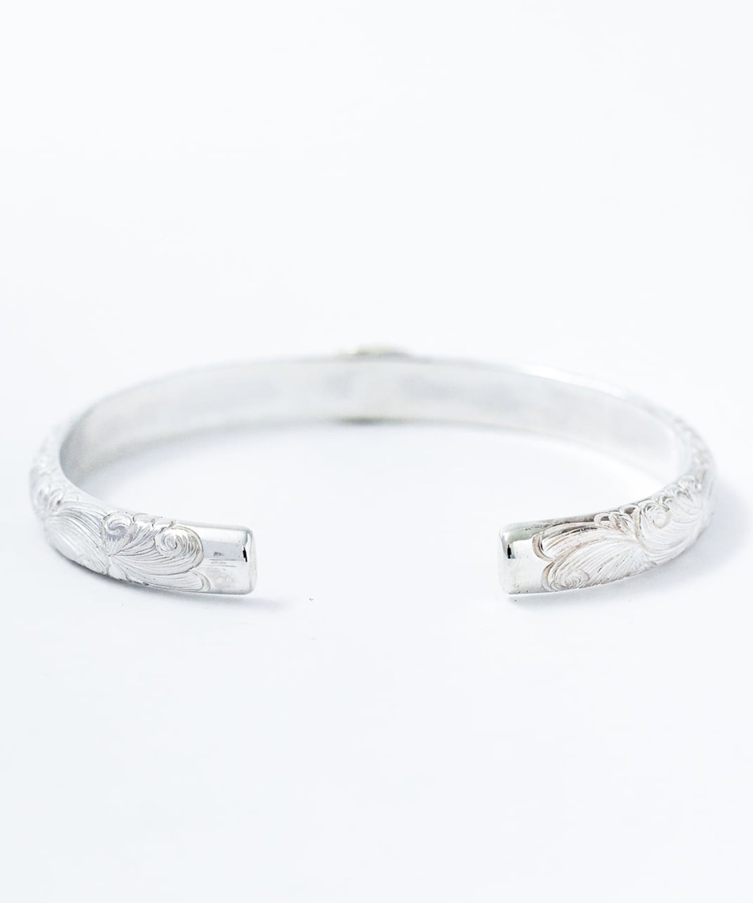 BN-077 7mm Arabesque half round bangle K18 Wild Rose WAKAN SILVER SMITH