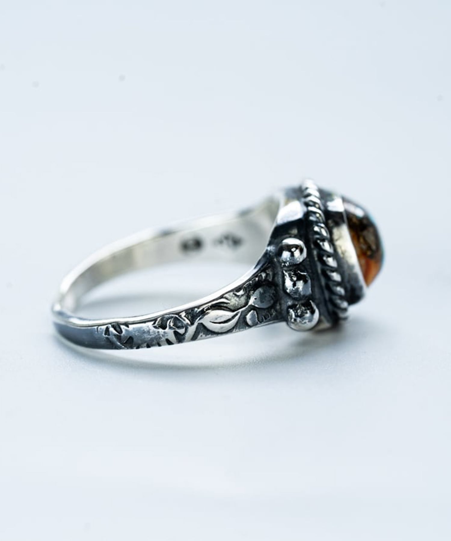 R-100 Native Square Signet Ring (Copper Turquoise) WAKAN SILVER SMITH