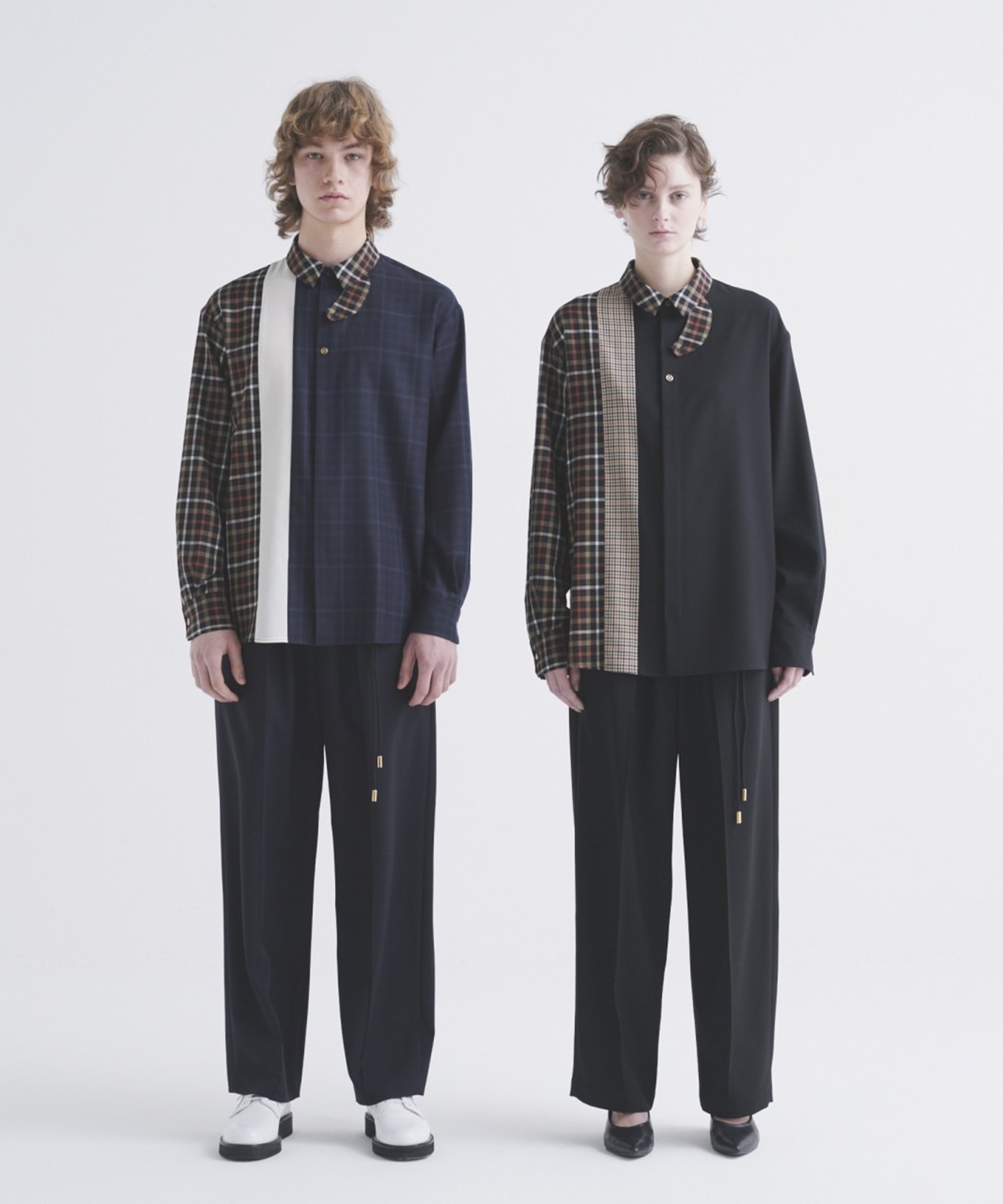 CULLNI for DAKS LONDON Asymmetrical Switching Chin Tab Shirt CULLNI